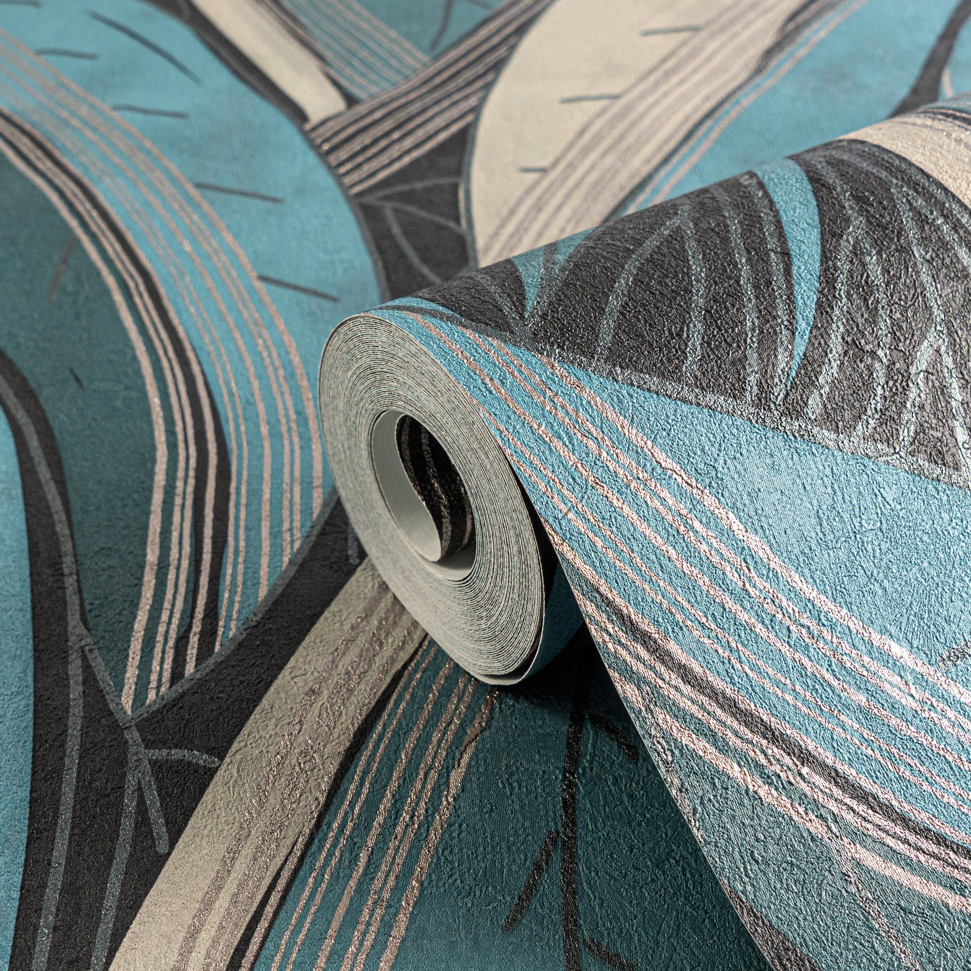 living walls Vliestapete »Dschungel-Tapete Türkis bunt strukturiert tropisch« botanisch strukturiert