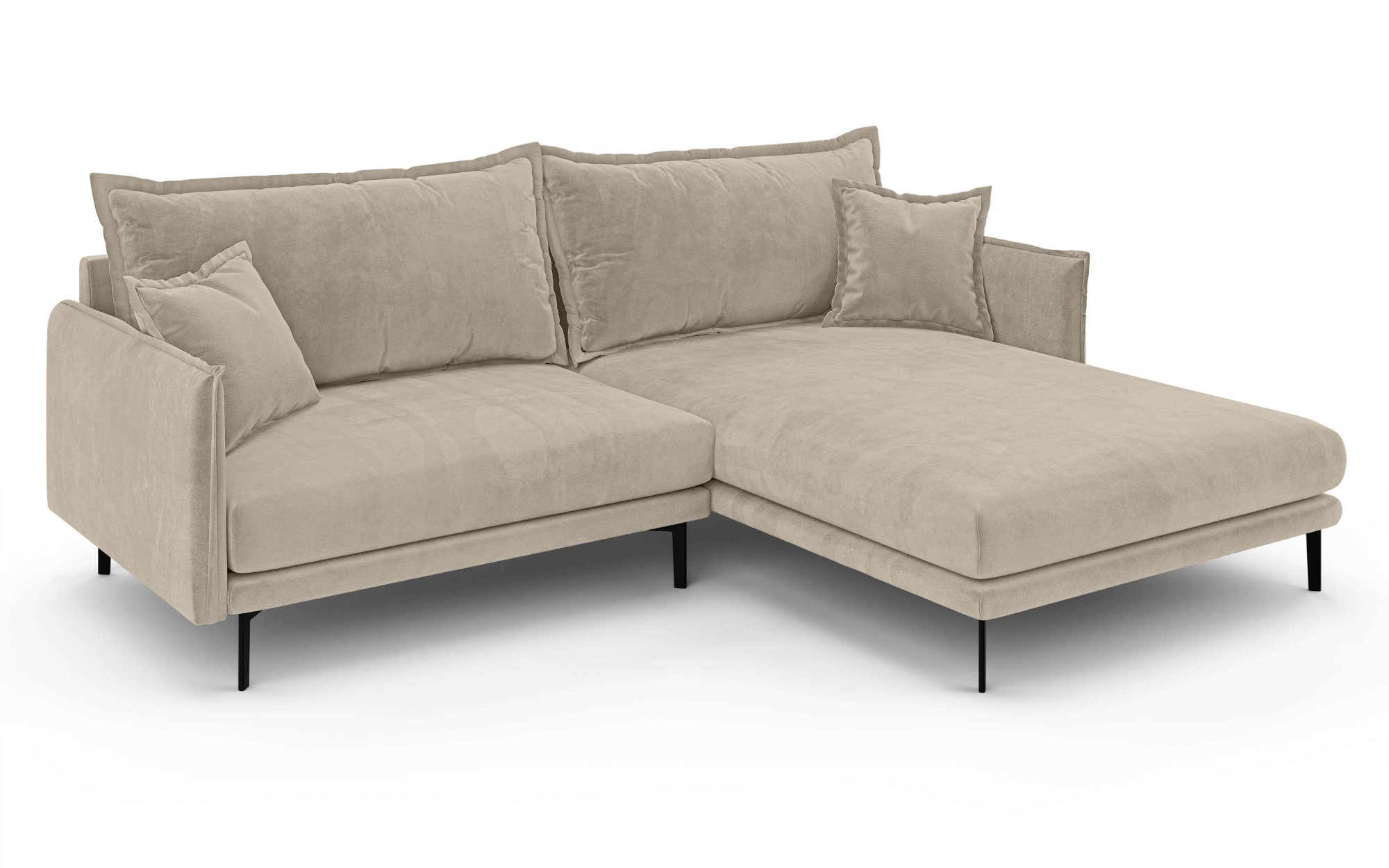 Ecksofa HOME AFFAIRE "ALEXANDRIA mit Recamiere rechts oder links bestellbar, moderne Bezüge", beige, B:246cm H:86cm T:190cm, 100% Polyester, Sofas, Ecksofa, L-Form mit Wellenunterfederung, Maße: B/H/T 246/86/190 cm 3
