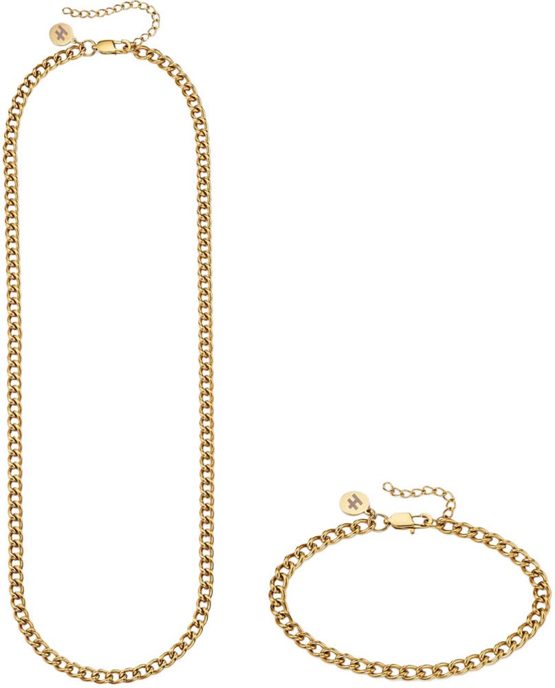 HECHTER PARIS Damen Ketten und Armband Set "Multipack Schmuck Geschenk Armschmuck Halsschmuck", gold, Edelstahl, Schmuck_Sets