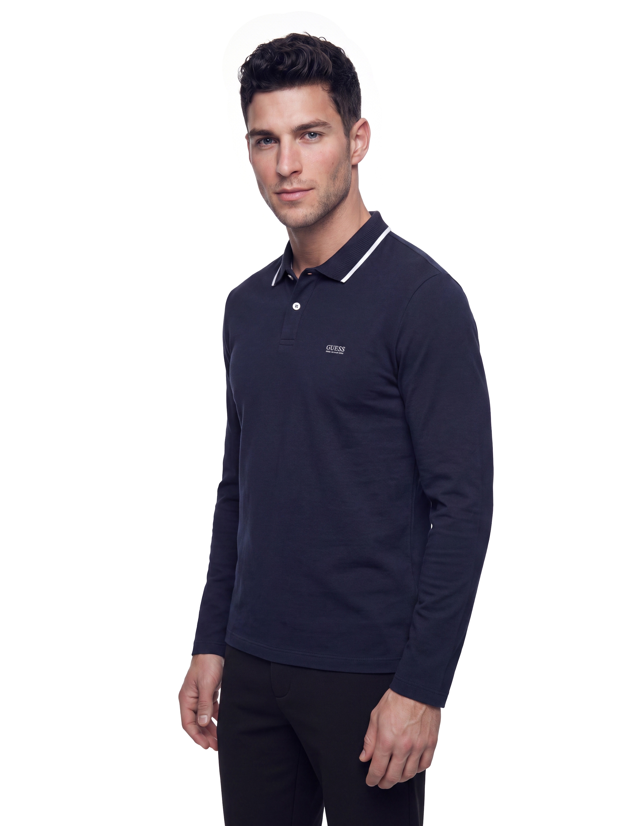 Guess Langarm-Poloshirt Regular Fit, reine Baumwolle