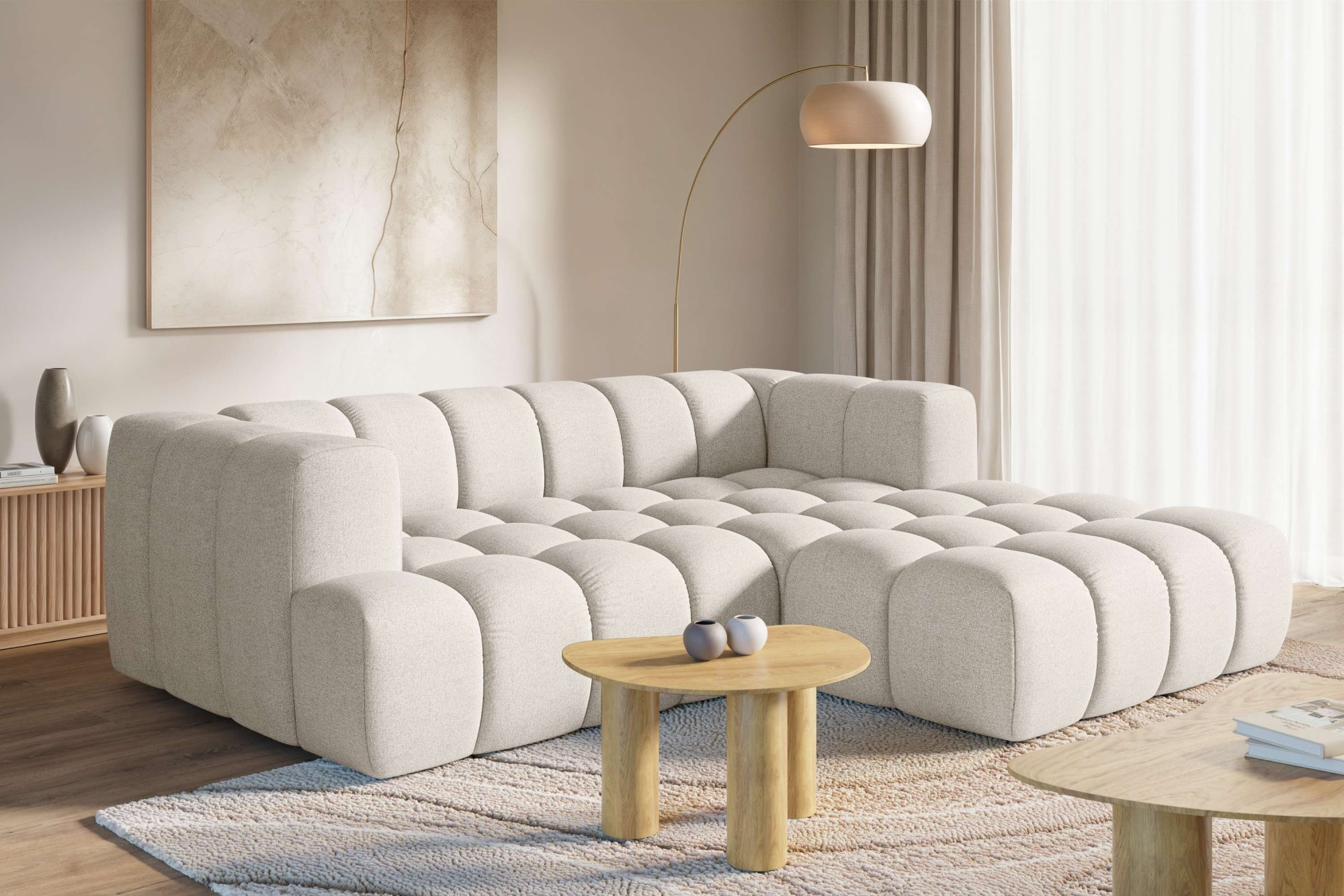 homsy by Ana Johnson Ecksofa ""XL" BOUBELLE L-Form extra tief, Design: Bubble-Optik, Breite 247cm" hoher Sitzkomfort dank Wellenunterfederung, XL Sitztiefe 100 cm