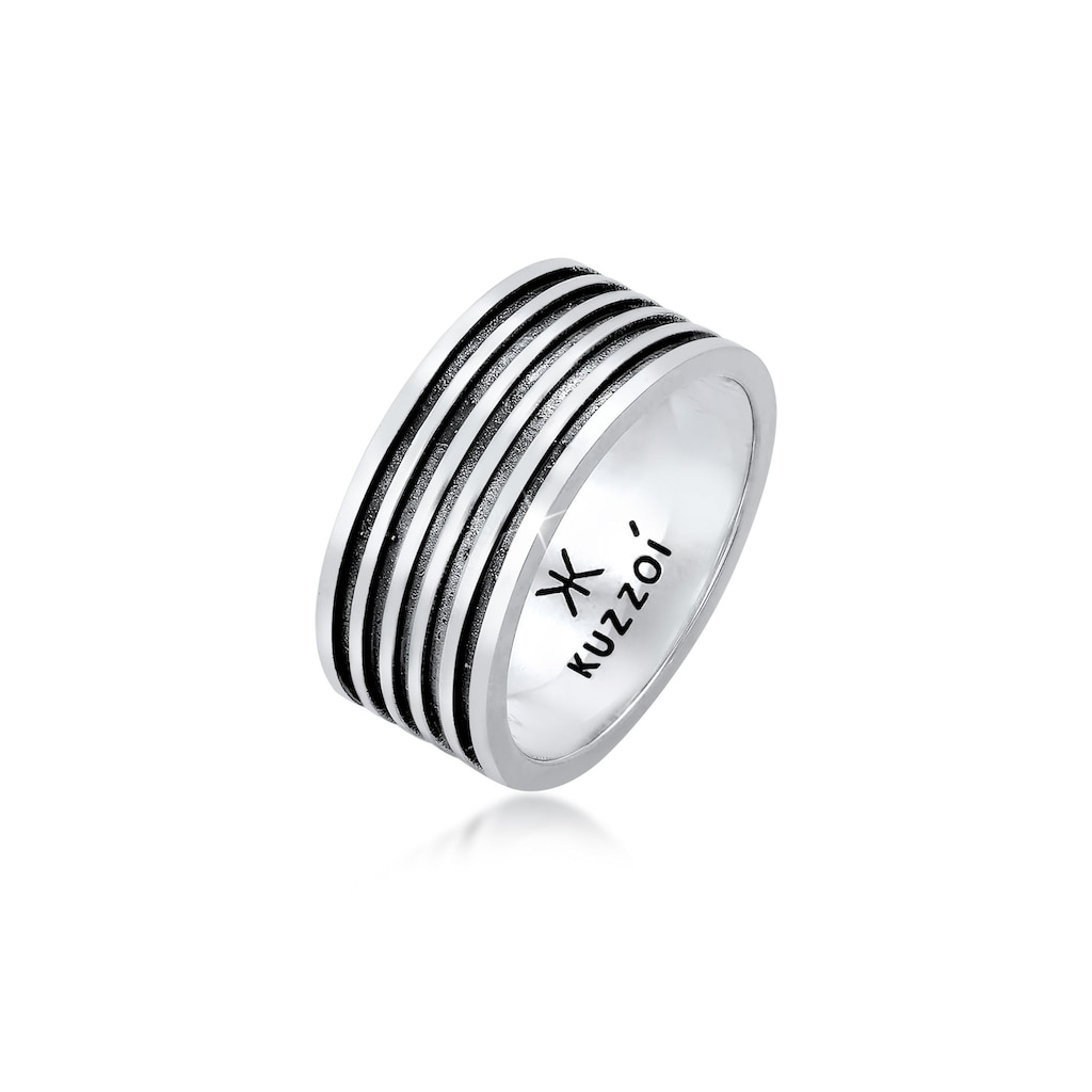 Kuzzoi Silberring »Herren Bandring Massiv Rillen 925 Silber«