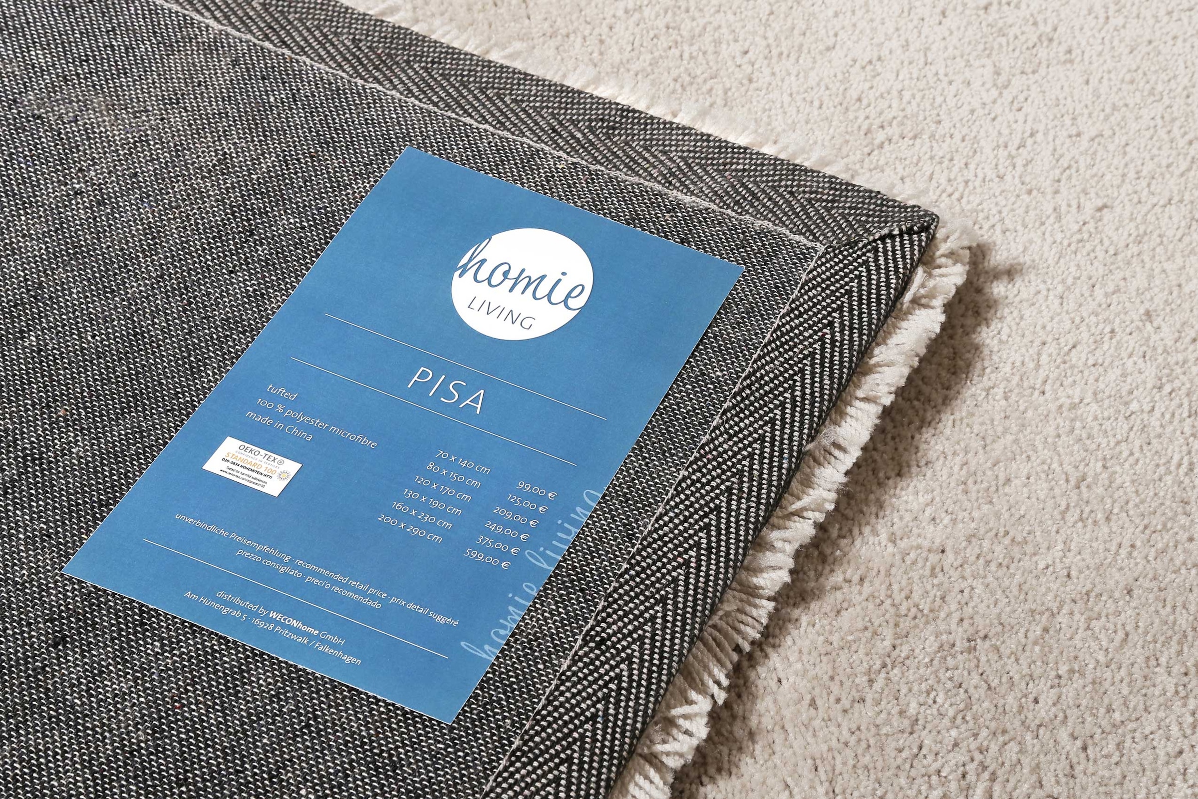 Homie Living Teppich »Pisa«, rund, 25 mm Höhe, Hochflor, Microfaser, uni, weich, Shaggy, Wohnzimmer, Schlafzimmer