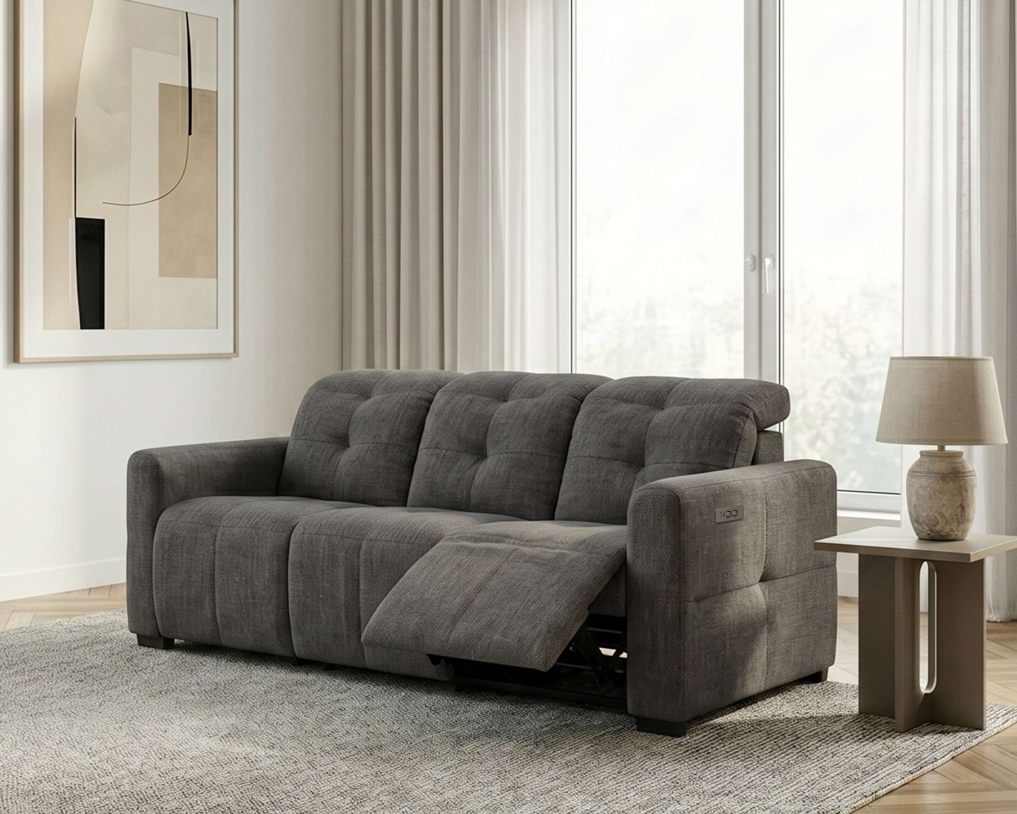OTTO home "CAARLA Webstoff, Sofa, 224 cm, man. o. elektr. Relaxfunktion (USB)" mit USB-A und USB-C bei elektrischer Ausführung, Kopfteilverstellung