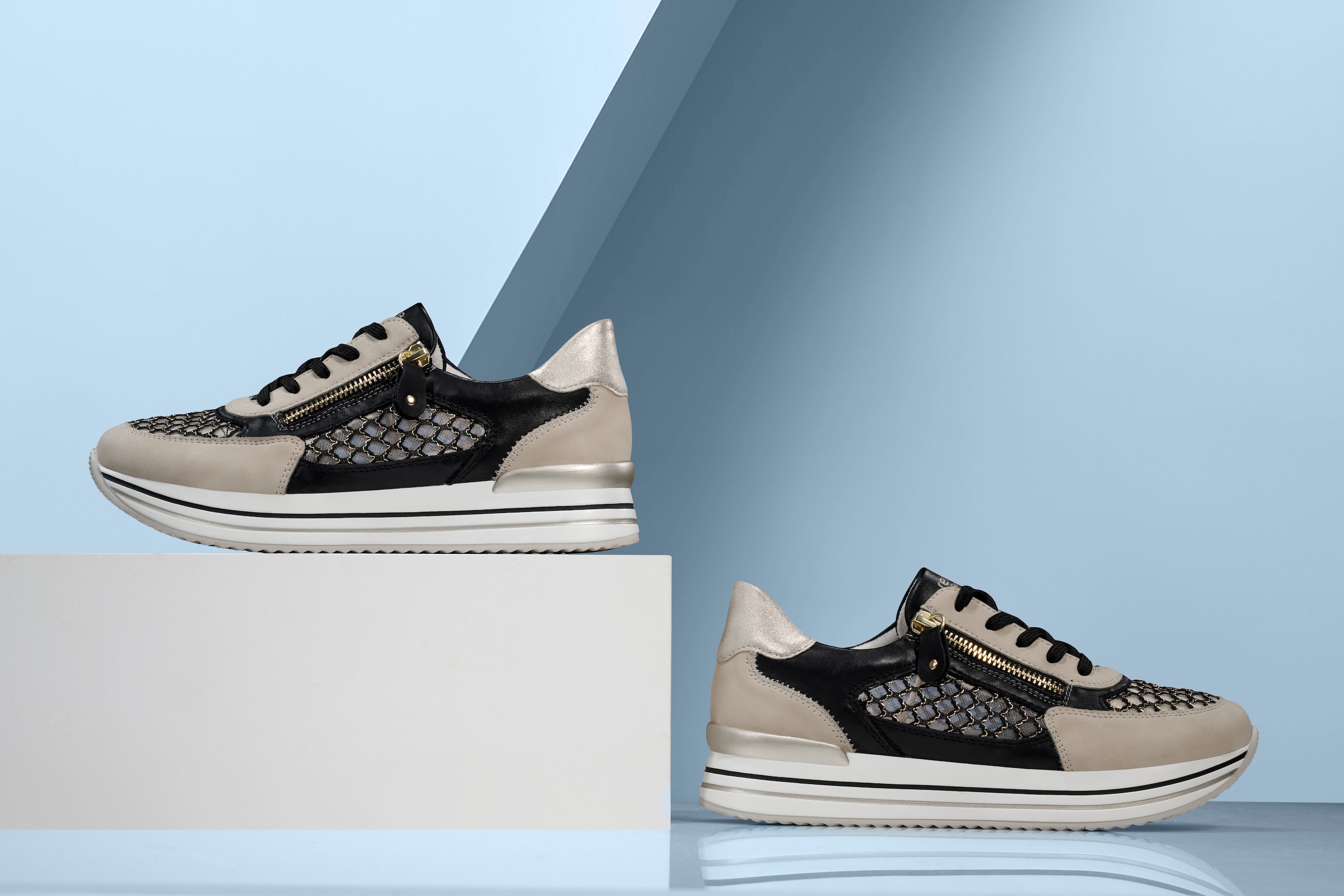 Remonte Plateausneaker, Freiezitschuh, Halbschuh, Schnürschuh, vegan, Kontrastbesatz