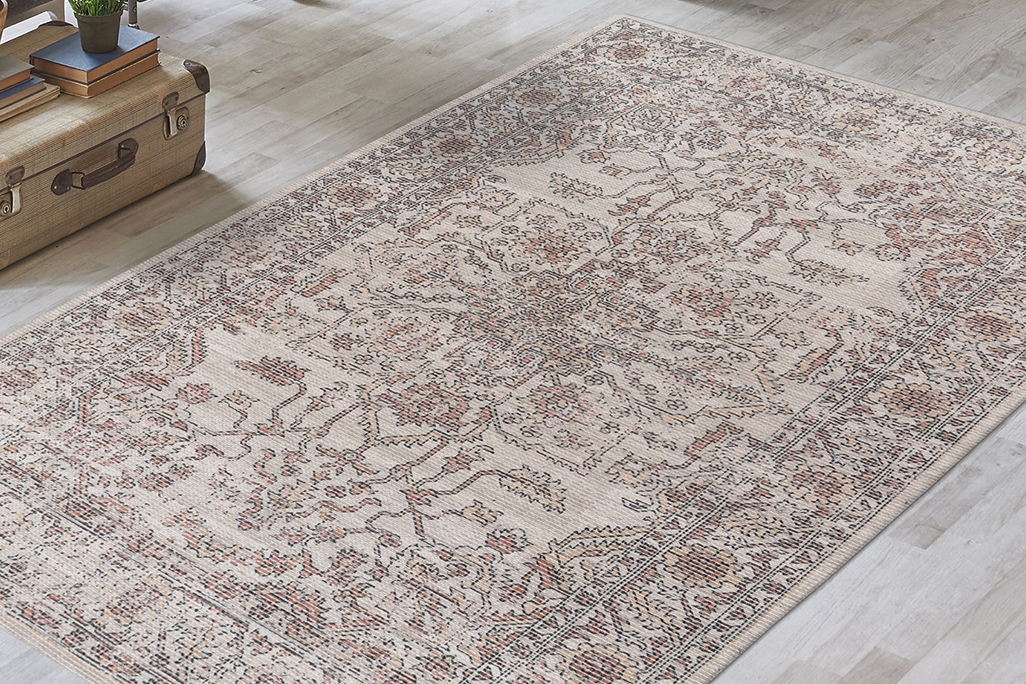 Teppich KAYOOM "Perry 325", beige, B:160cm H:16mm L:230cm, Baumwolle, Teppiche, Teppich, digitaler Druck, verwaschenes Farbendesign, pflegeleicht