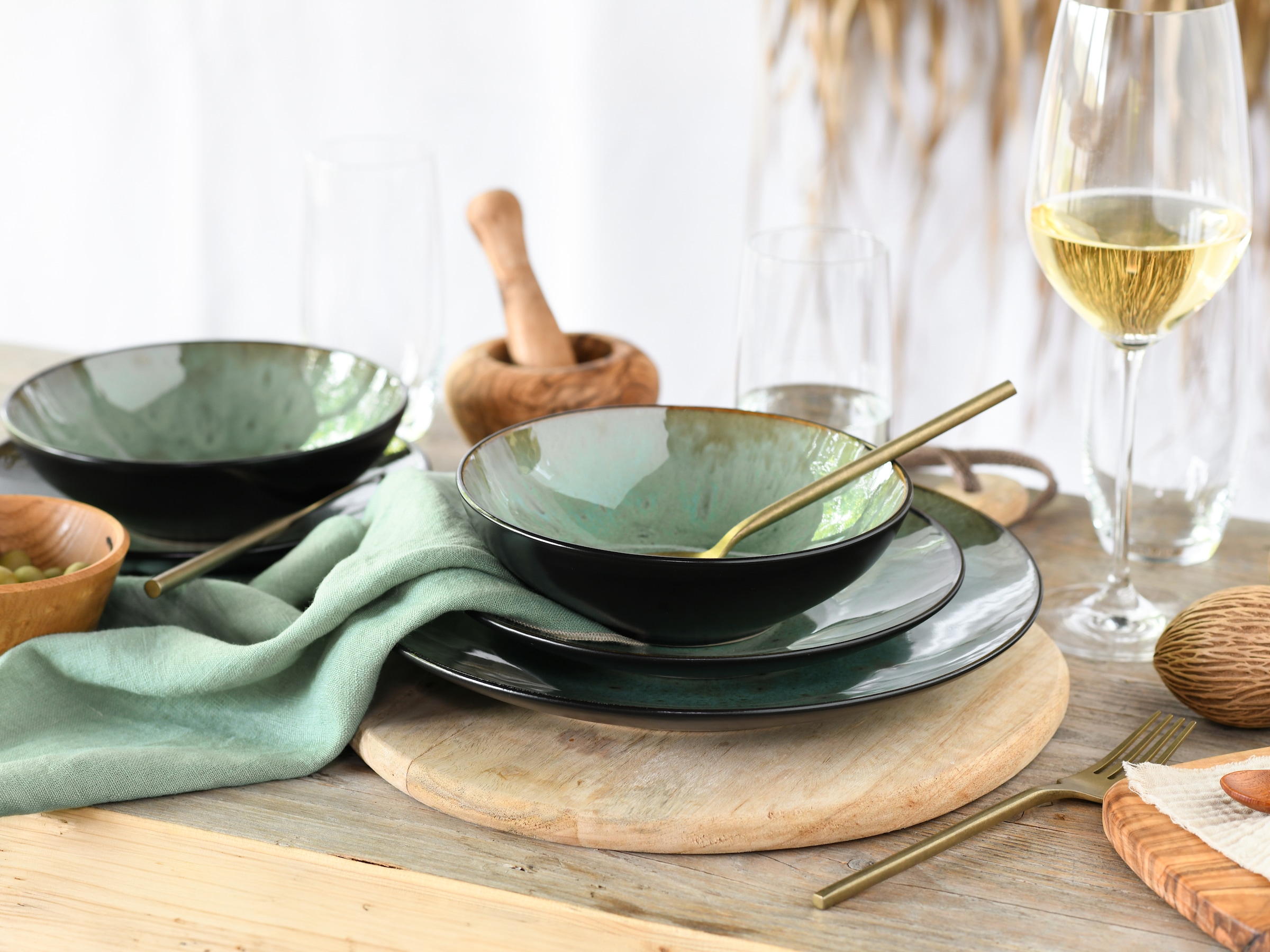CreaTable Teller-Set »Jawa, Tellerset 18-tlg«, (Set, 18 tlg.), Reaktivglasur