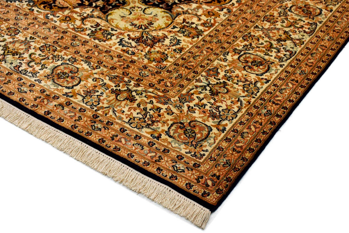 Kayoom Seidenteppich »Kashan 4875«, rechteckig, 10 mm Höhe, Einzelstück mit Zertifikat, Wohnzimmer