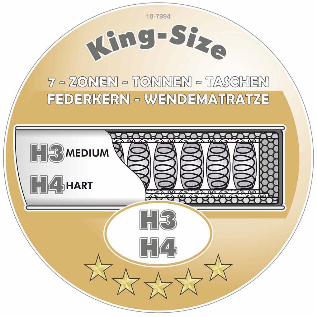 Jockenhöfer Gruppe Boxspringbett »King-Size in der Breite 180cm«, Extradicke XXL-7-Zonen-TTFK-Matratze (25cm hoch)