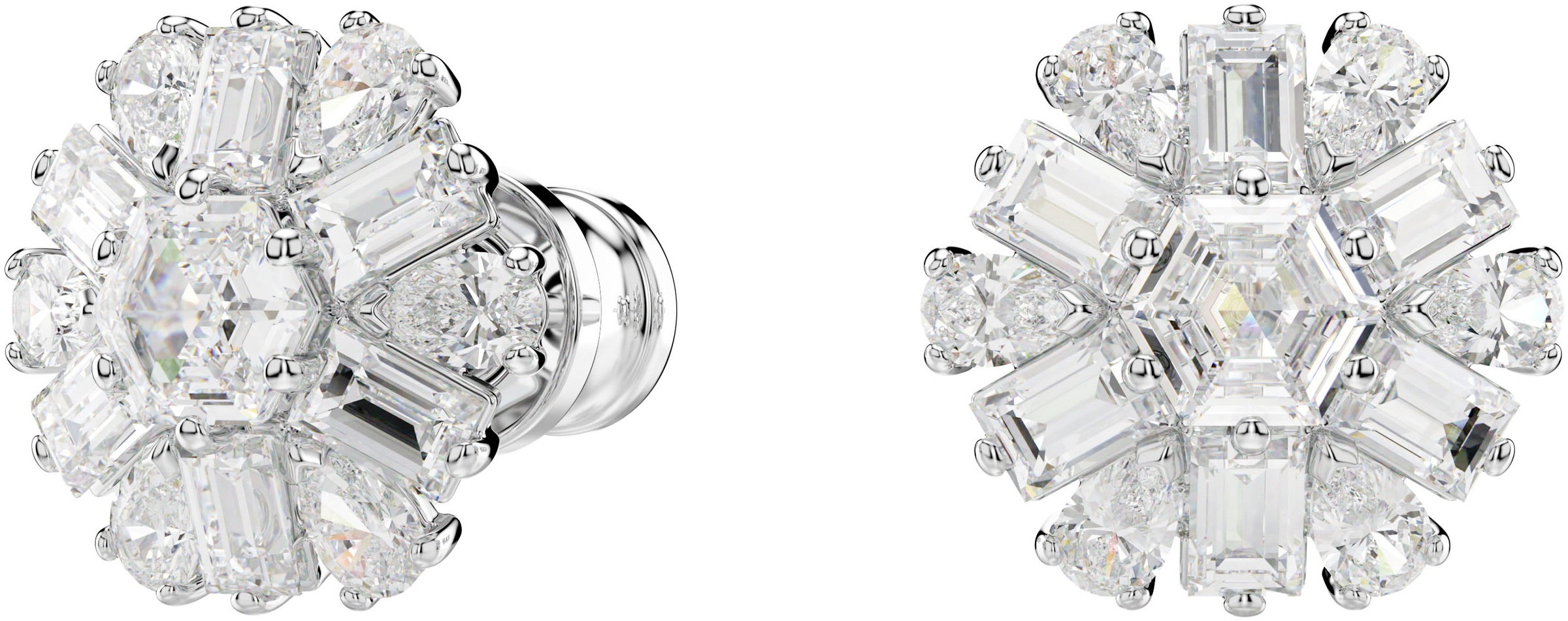 Paar Ohrstecker SWAROVSKI "Idyllia E Florere Schneeflocke", silber (metallfarben, kristallweiß, kristallweiß), Ohrringe, Damen, 11mm, Metall, mit Swarovski Zirkonia (synth.)