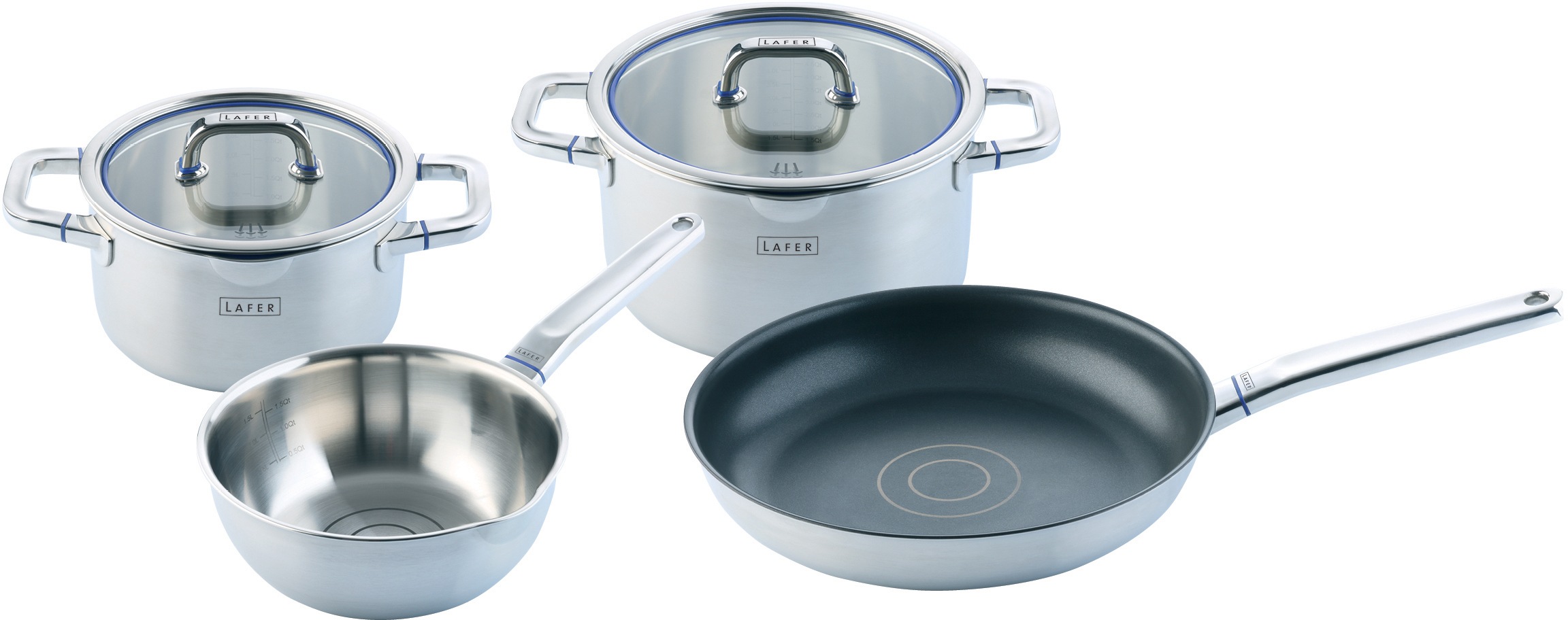 Johann Lafer Topf-Set "Lafer", Edelstahl 18/10, (Set, 6 tlg., je 1x Fleischtopf Ø 20/24 cm, 1 Sauteuse Ø 20 cm, 1 Bratpf