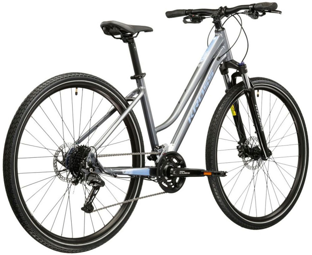 Kross Crossrad »Crossrad Damen 28" Evado 5.0 grau 18 Gänge« 18 Gang Shimano CUES U3020 Schaltwerk Kettenschaltung