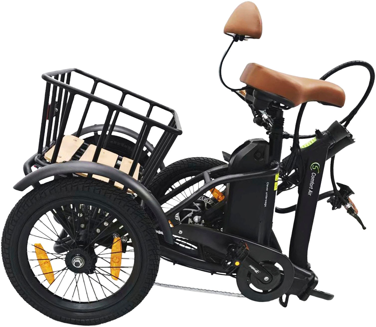 SachsenRad »T6S Comfort air faltbar mit Korb und Alarmanlage« 7 Gang Shimano Kettenschaltung Frontmotor 250 W