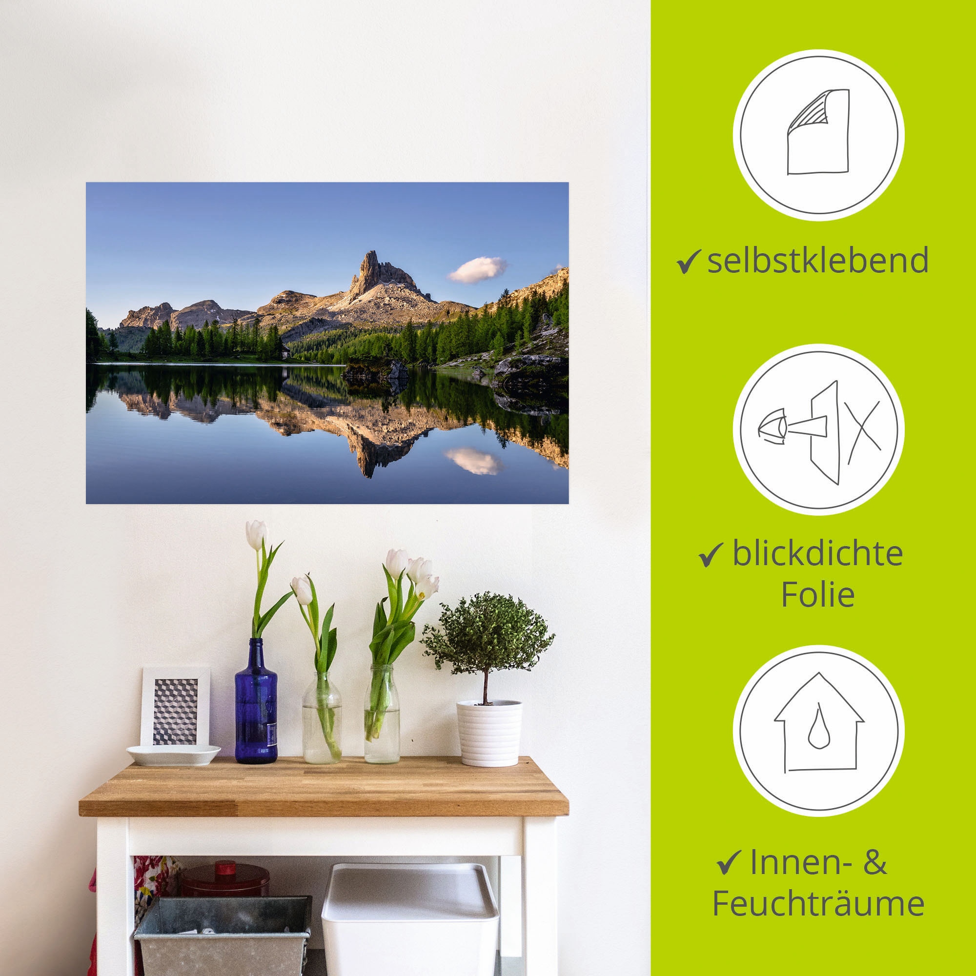 Artland Leinwandbild »Lago Di Federa in den Dolomiten«, Gewässer, (1 St.), auf Keilrahmen gespannt