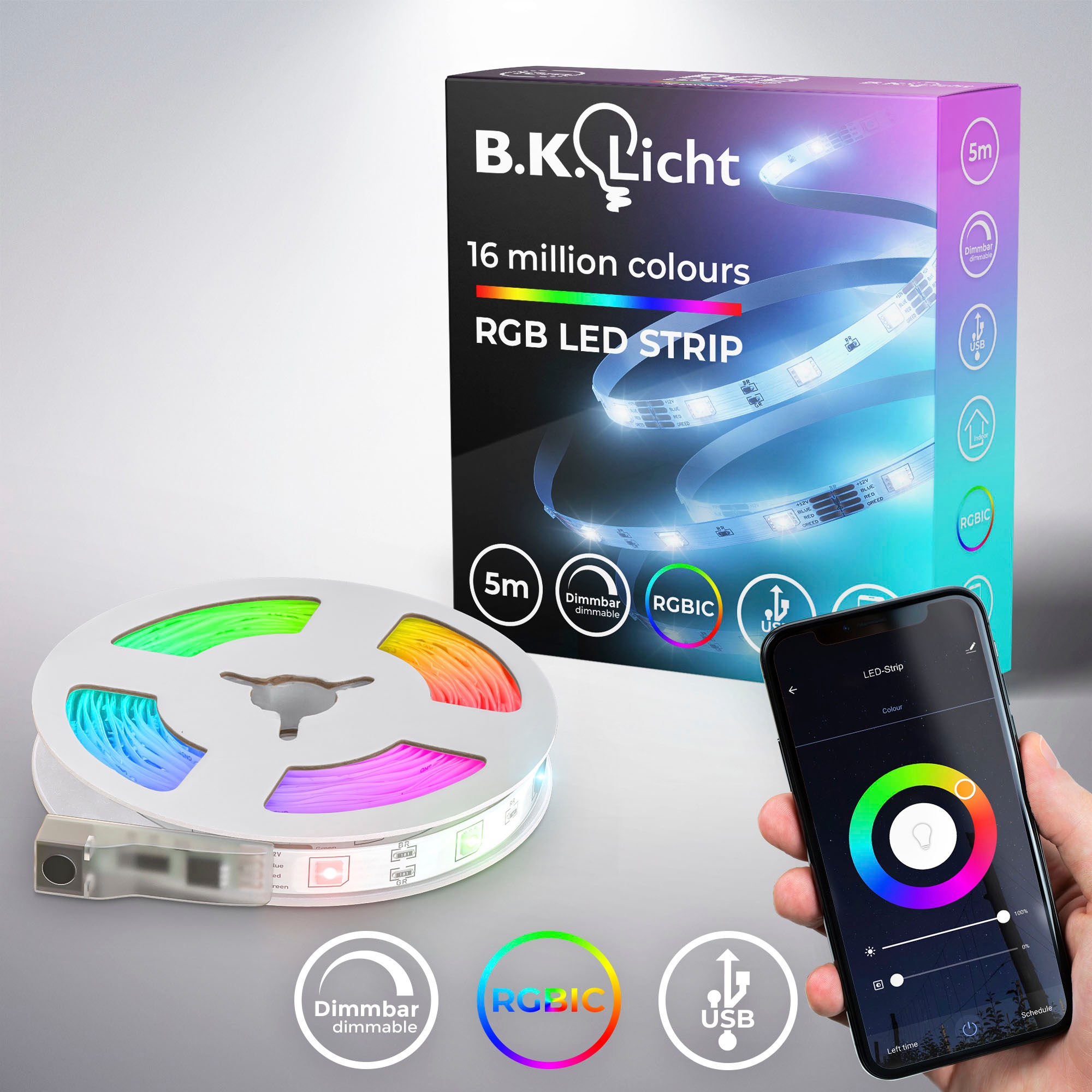 | LED smartes 150 B.K.Licht Selbstklebend LED-Streifen RGBIC mit »Wifi BAUR bestellen Musiksensor, Band, Lichtleiste, USB«, St.-flammig,