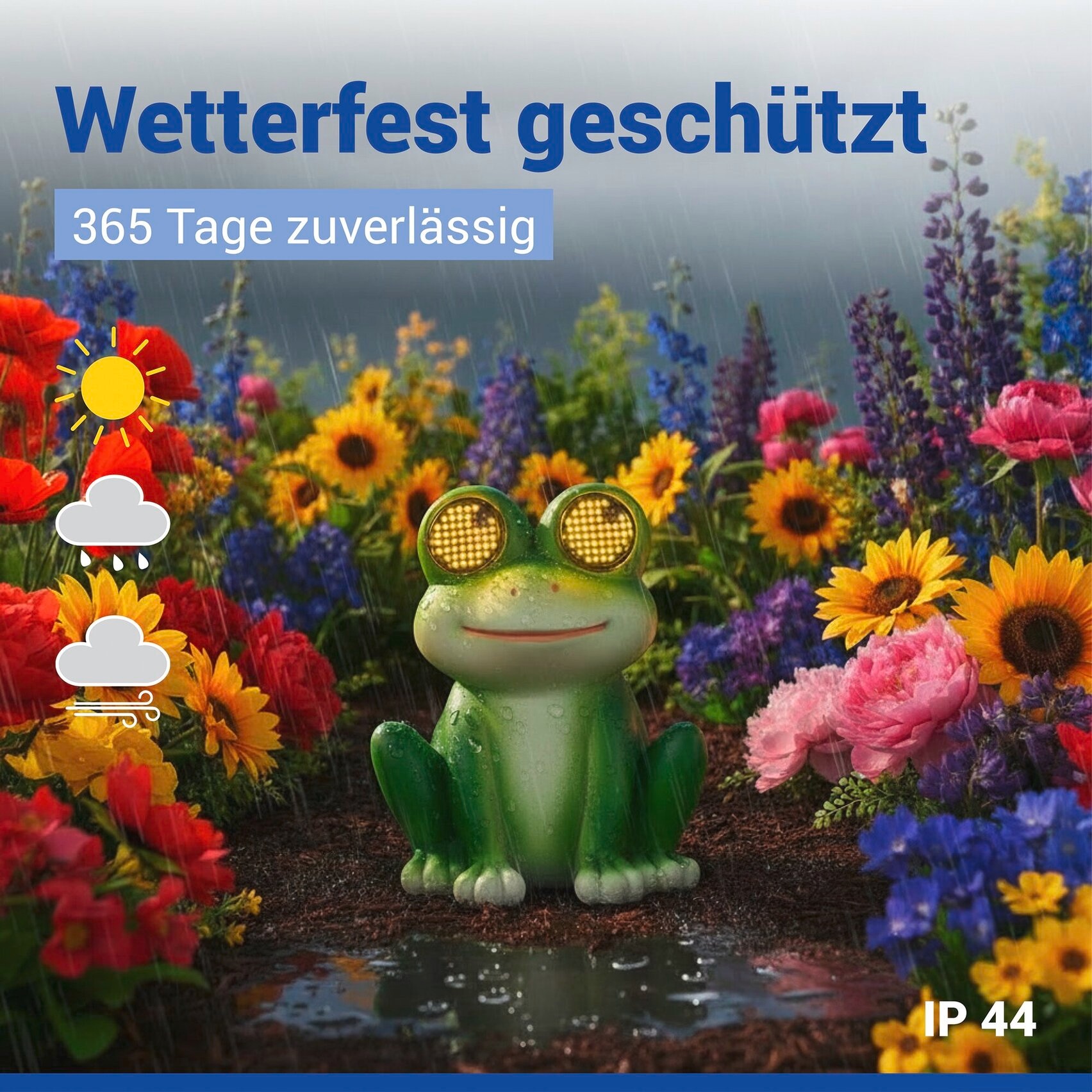 Maximex LED Dekofigur »Modell Blinky Eyes Frosch« Warmweiß solarbetriebene Gartenfigur mit leuchtenden Augen, für Garten & Balkon