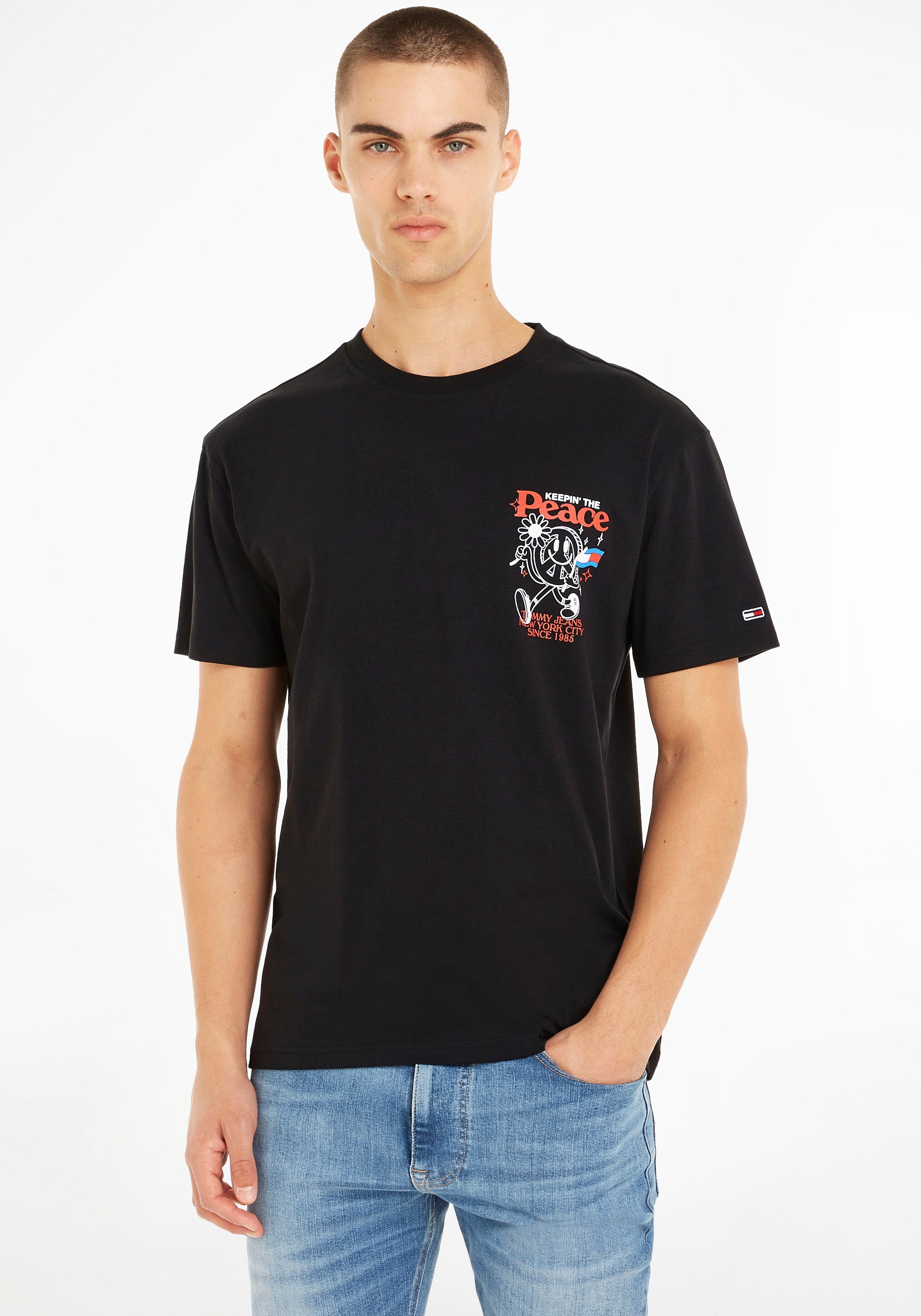 Tommy Jeans T-Shirt SMILEY | »TJM Print TEE«, dem ▷ großem auf Rücken mit HOMEGROWN BAUR für