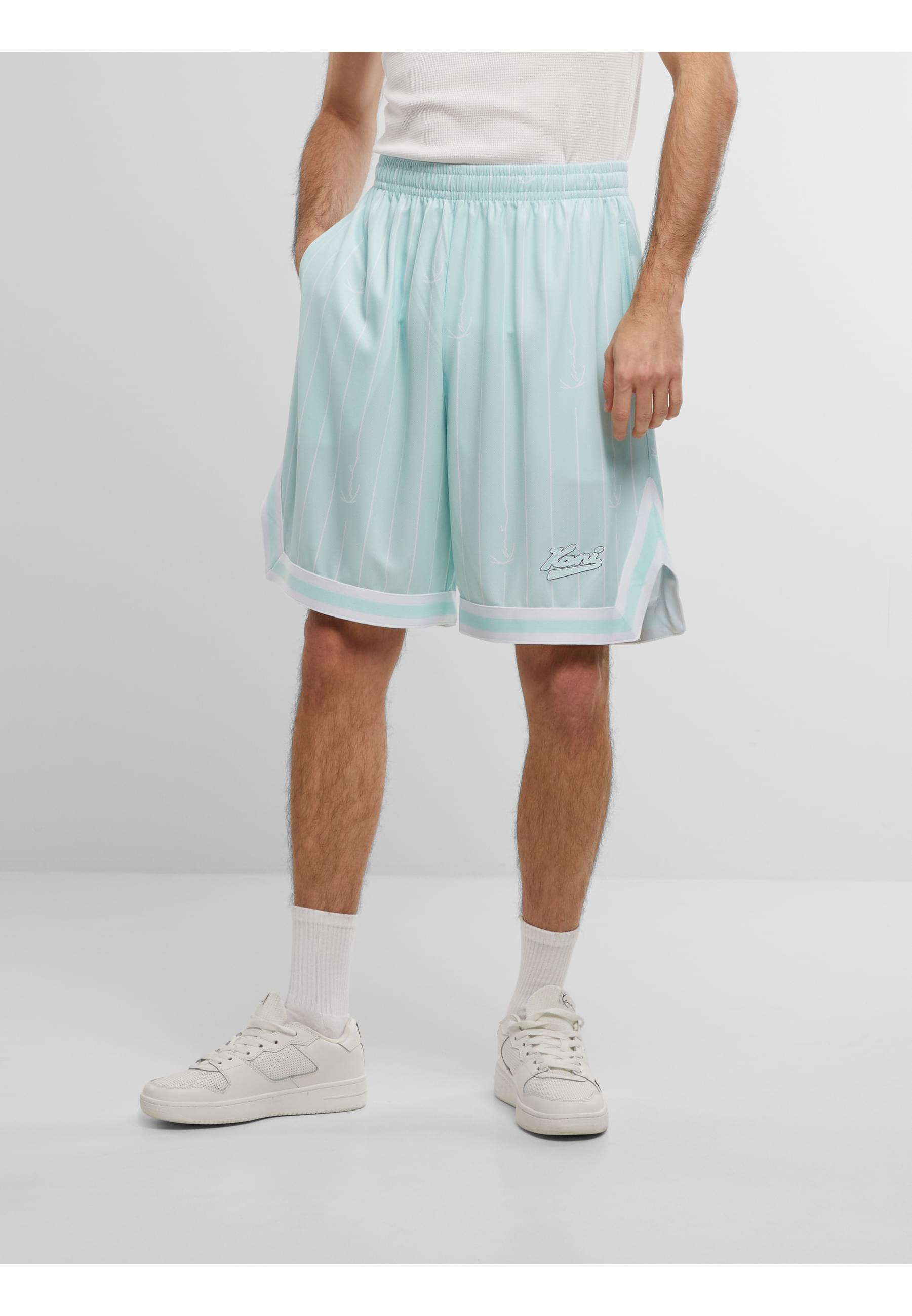 Thumbnail - Karl Kani Shorts "Karl Kani Small Varsity Logo Pinstripe Mesh Shorts"