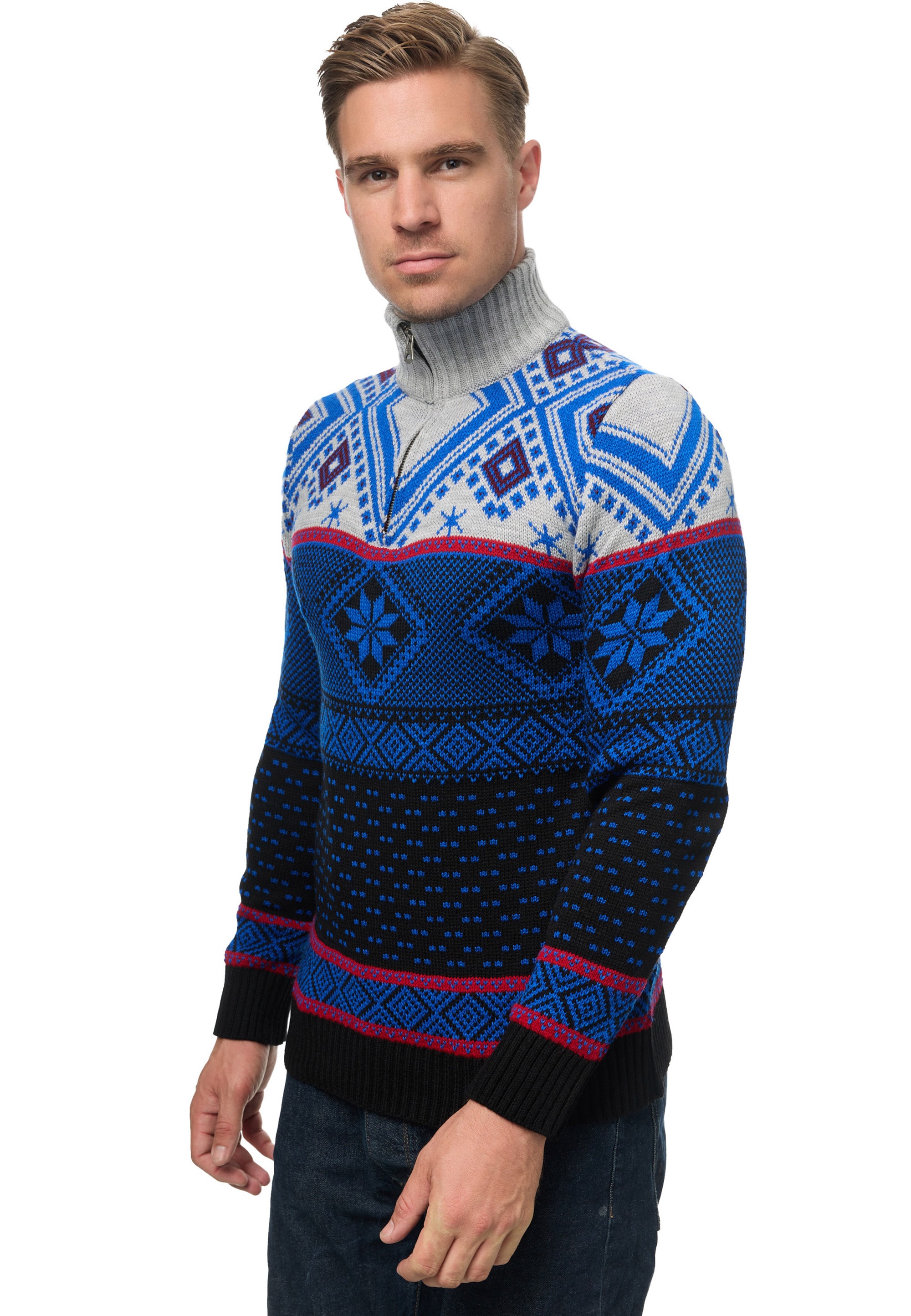 Rusty Neal Strickpullover, mit winterlichem Muster
