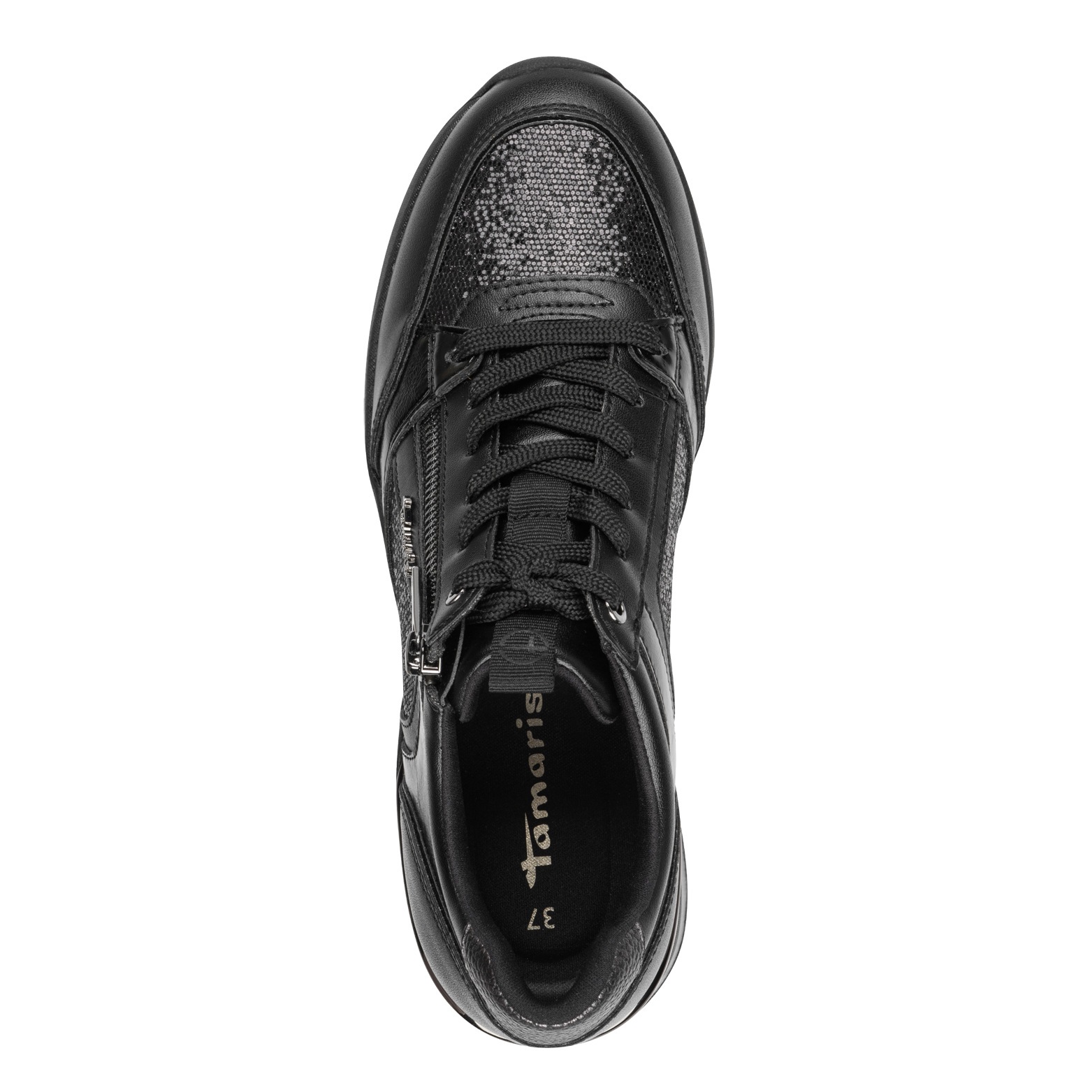 Tamaris Keilsneaker, Freizeitschuh, Halbschuh, Schnürschuh mit Glitzerdetails