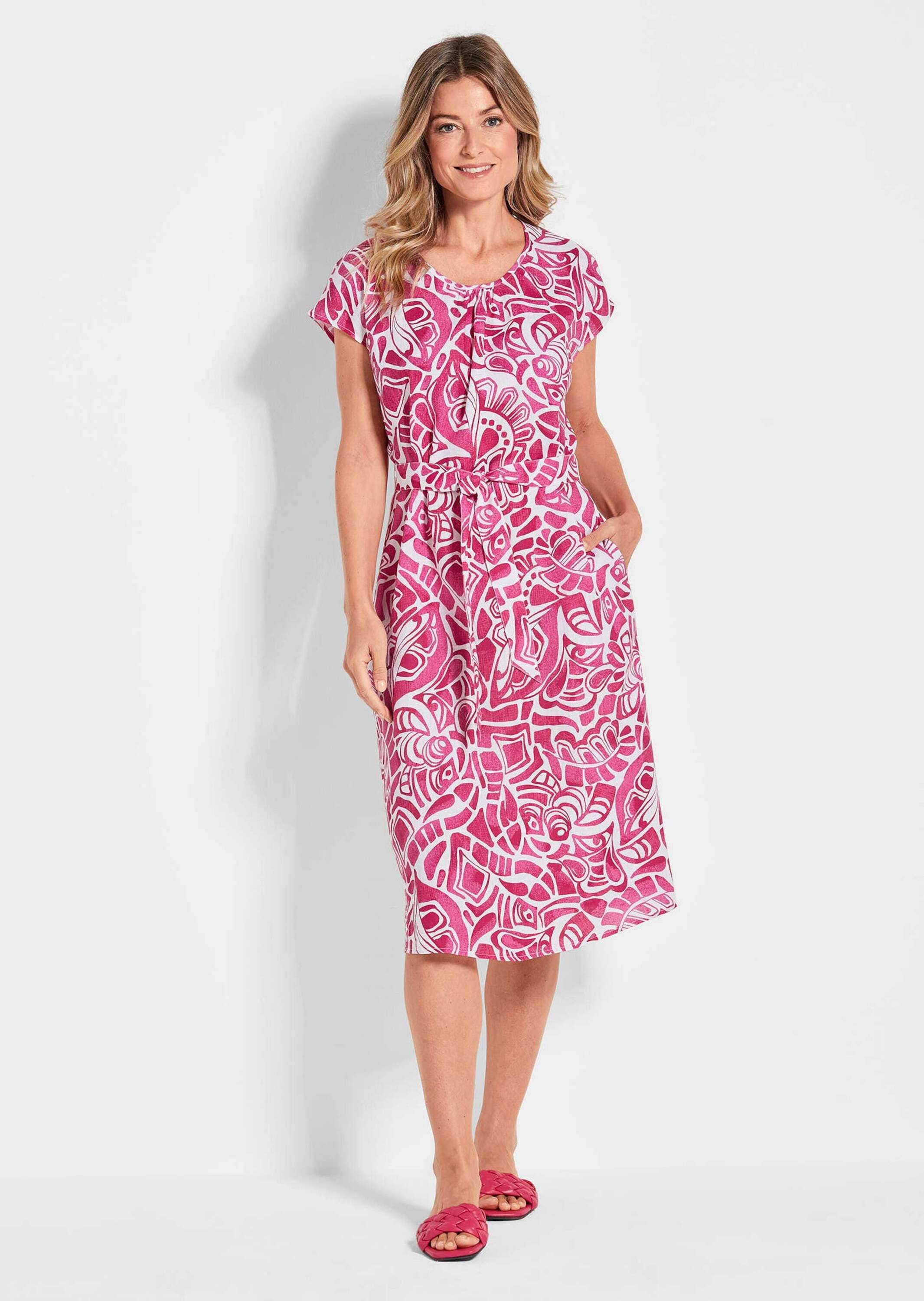 GOLDNER Sommerkleid »Leinenkleid Ethno, Halbarm«