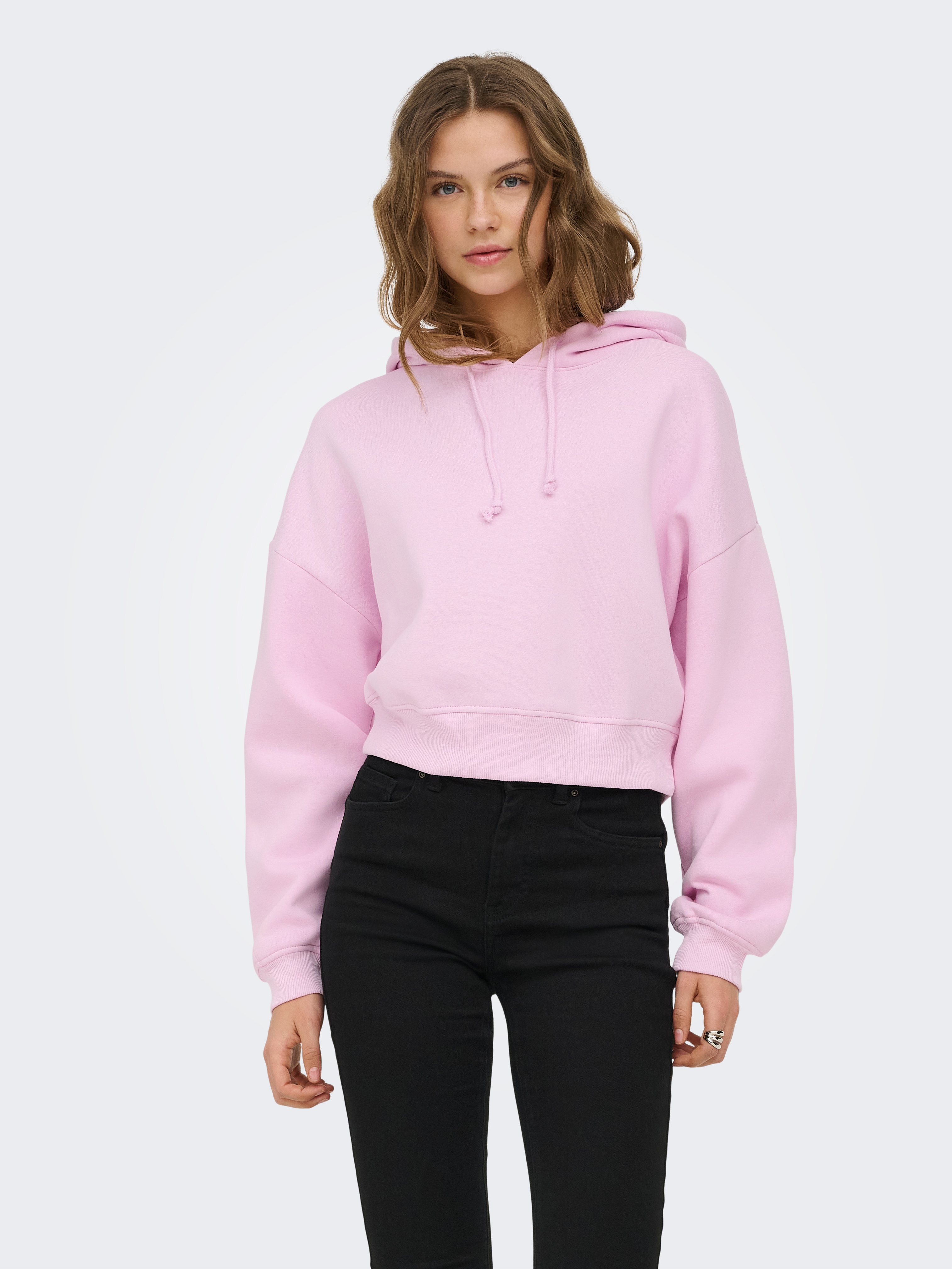 ONLY Kapuzensweatshirt "ONLSWEAT LIFE L/S HOODIE CROPPED SWT", Baumwollmischung, loose fit