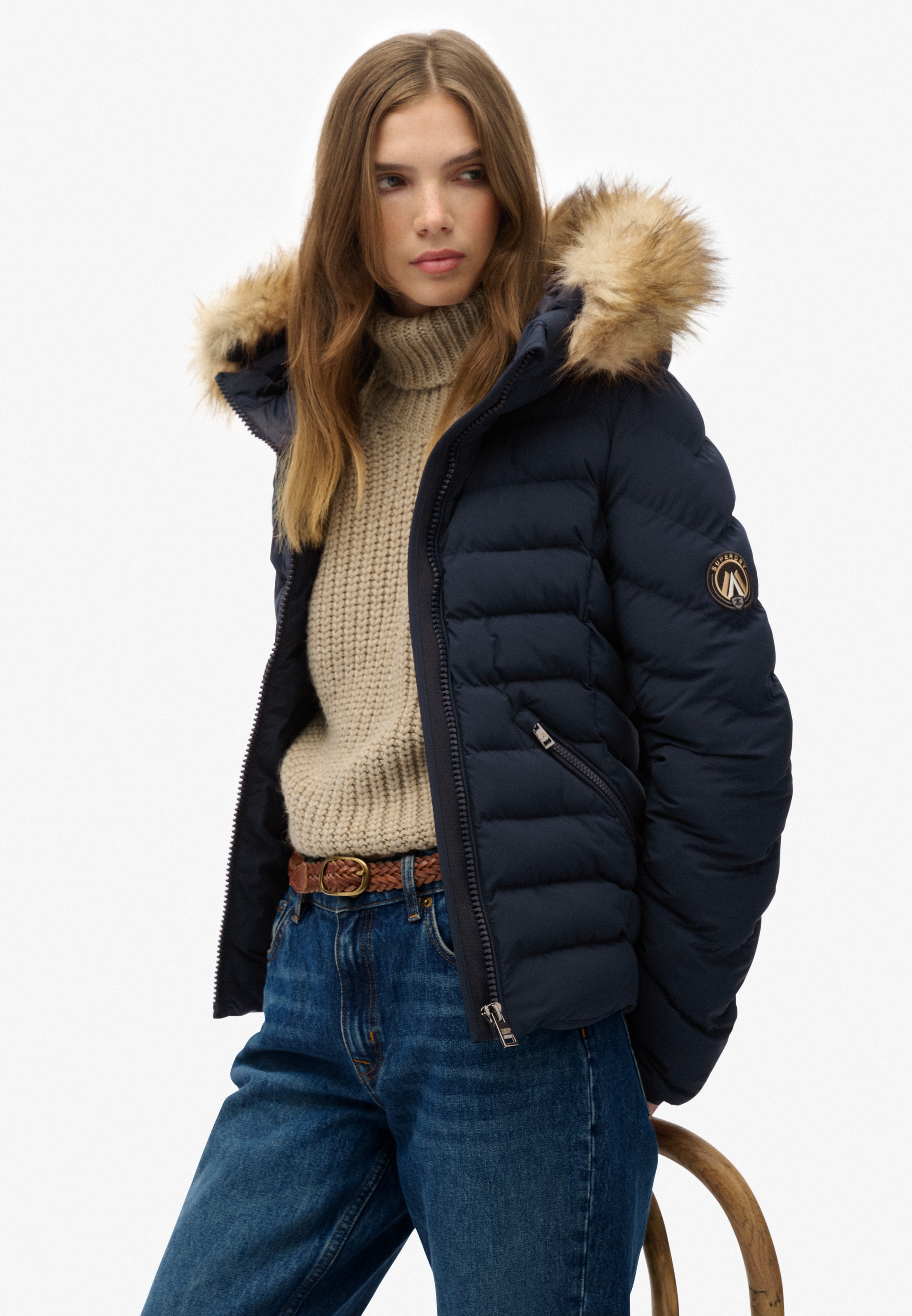 Thumbnail - Superdry Steppjacke "FUJI FAUX FUR HOOD PADDED JKT" mit Kapuze