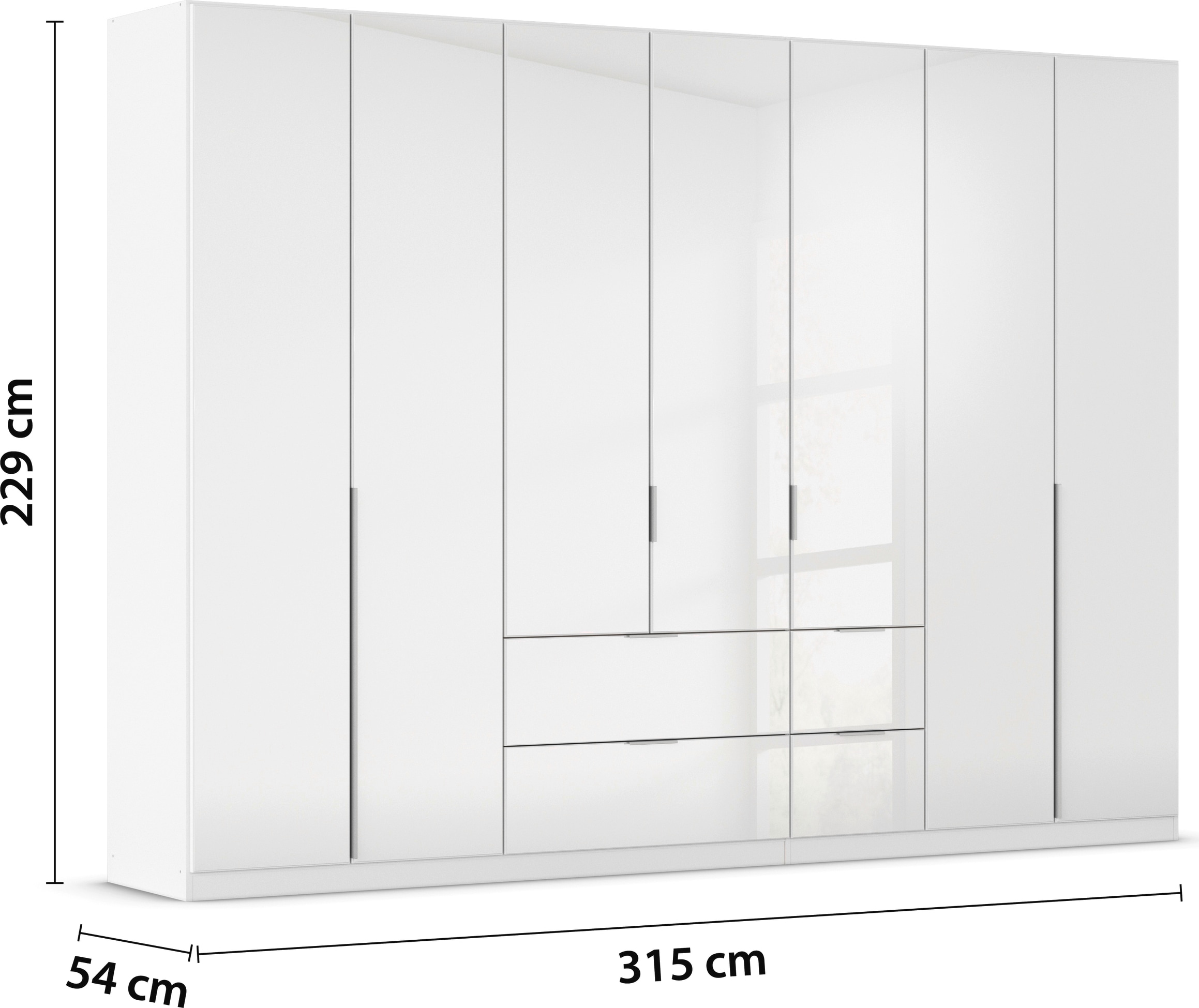 rauch Drehtürenschrank »Kleiderschrank Kleiderschränke Schrank Garderobe AGORDO mit Glasfront«, (in zwei Griff-Farben mit Glasfront), mit Außenschubkästen, in 6 Breiten und 2 Höhen MADE IN GERMANY