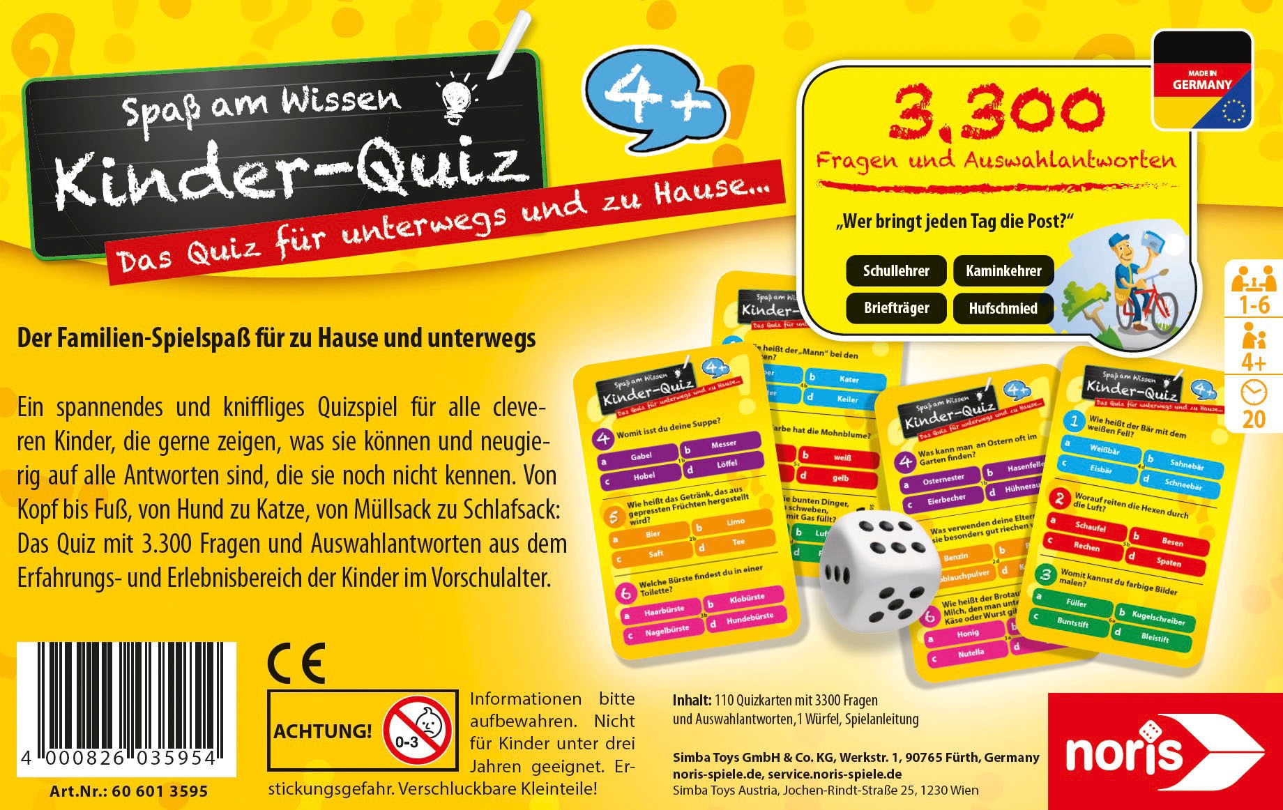 Noris Spiel »Kinderquiz für schlaue Kids«, Made in Germany