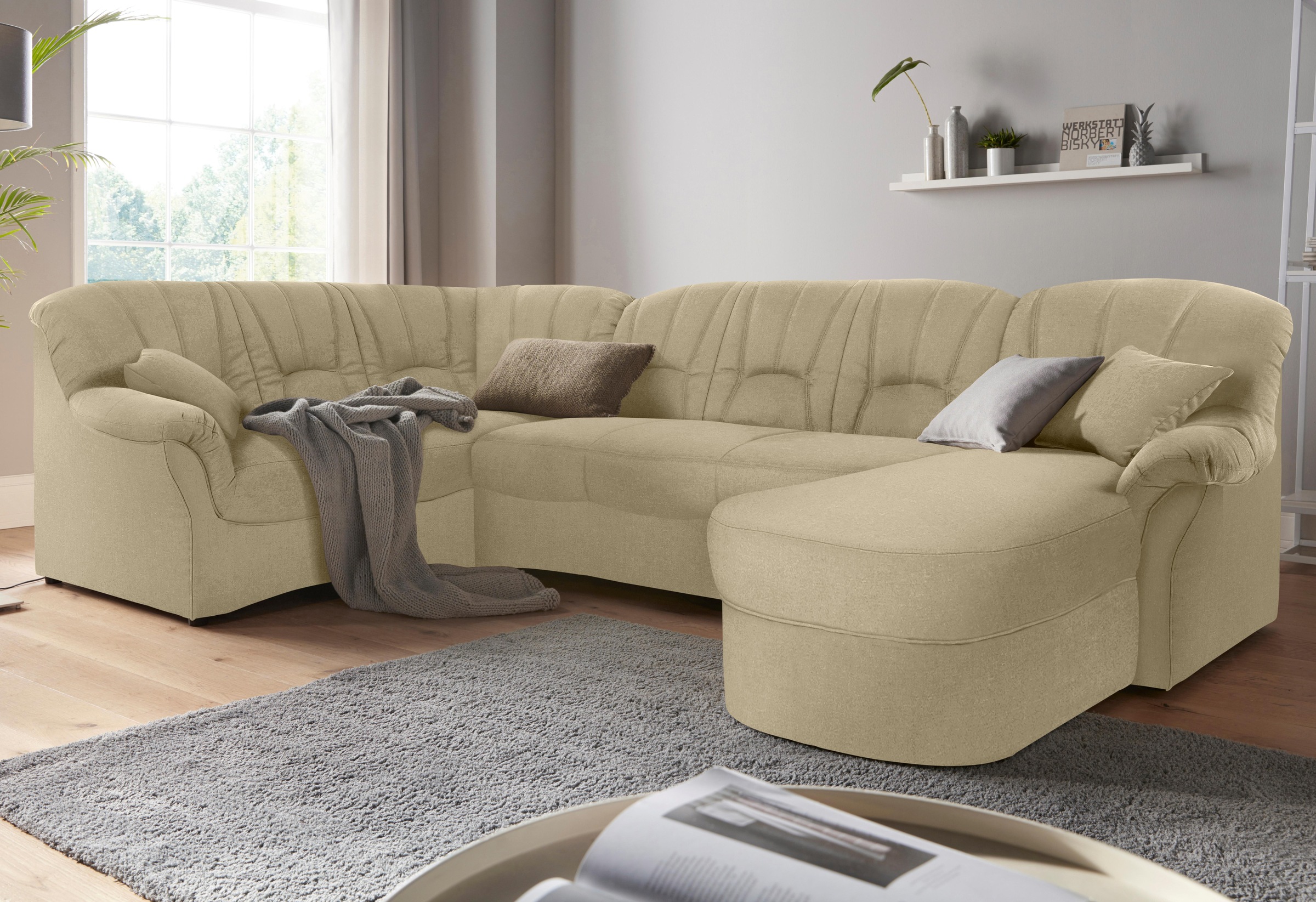 Thumbnail - DOMO collection Wohnlandschaft "Bahia mit viel Platz, zeitloses Design, U-Form" wahlweise mit Bettfunktion