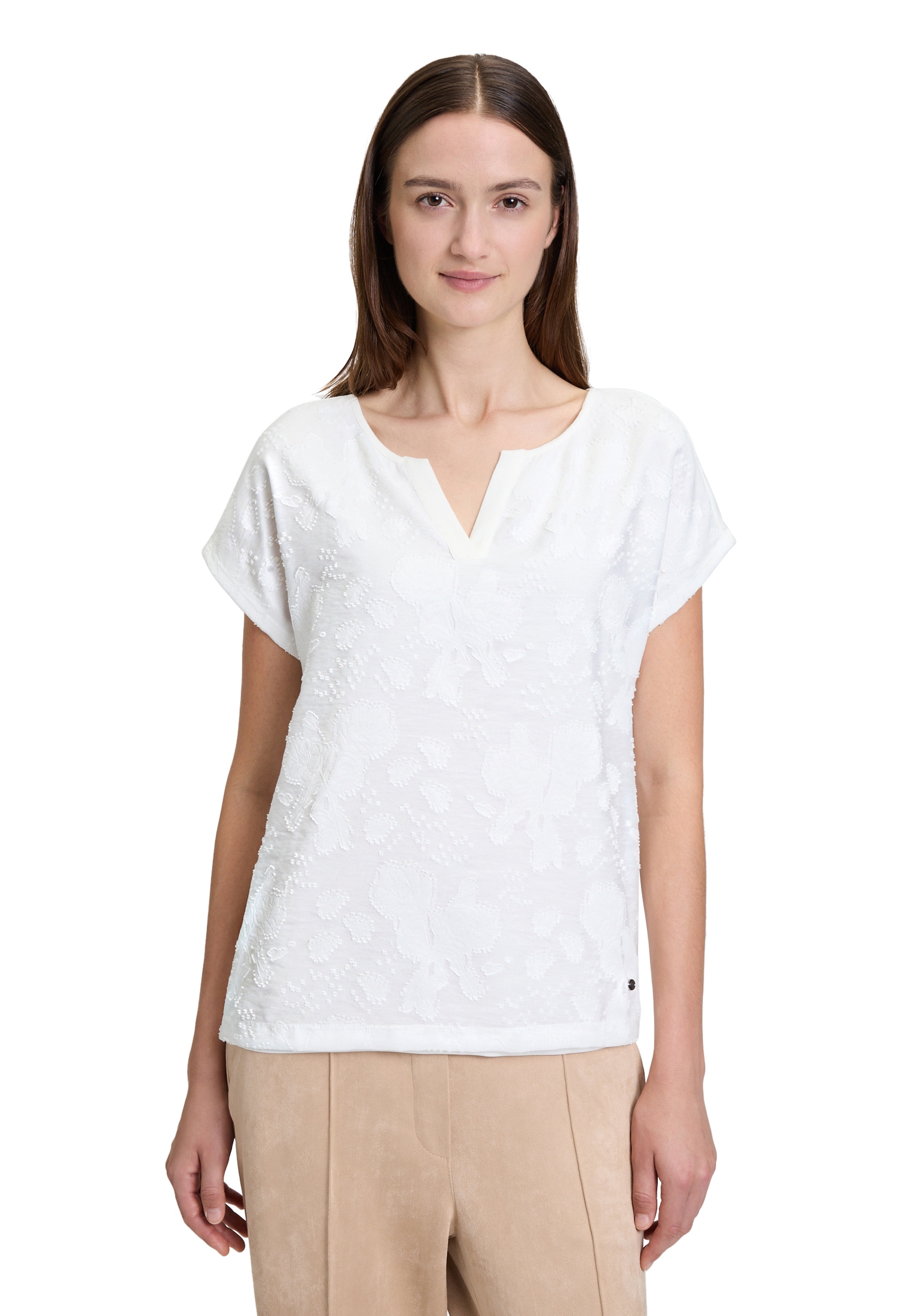 Betty&Co Kurzarmshirt "Betty & Co Damen Casual-Shirt mit V-Ausschnitt", (1 günstig online kaufen