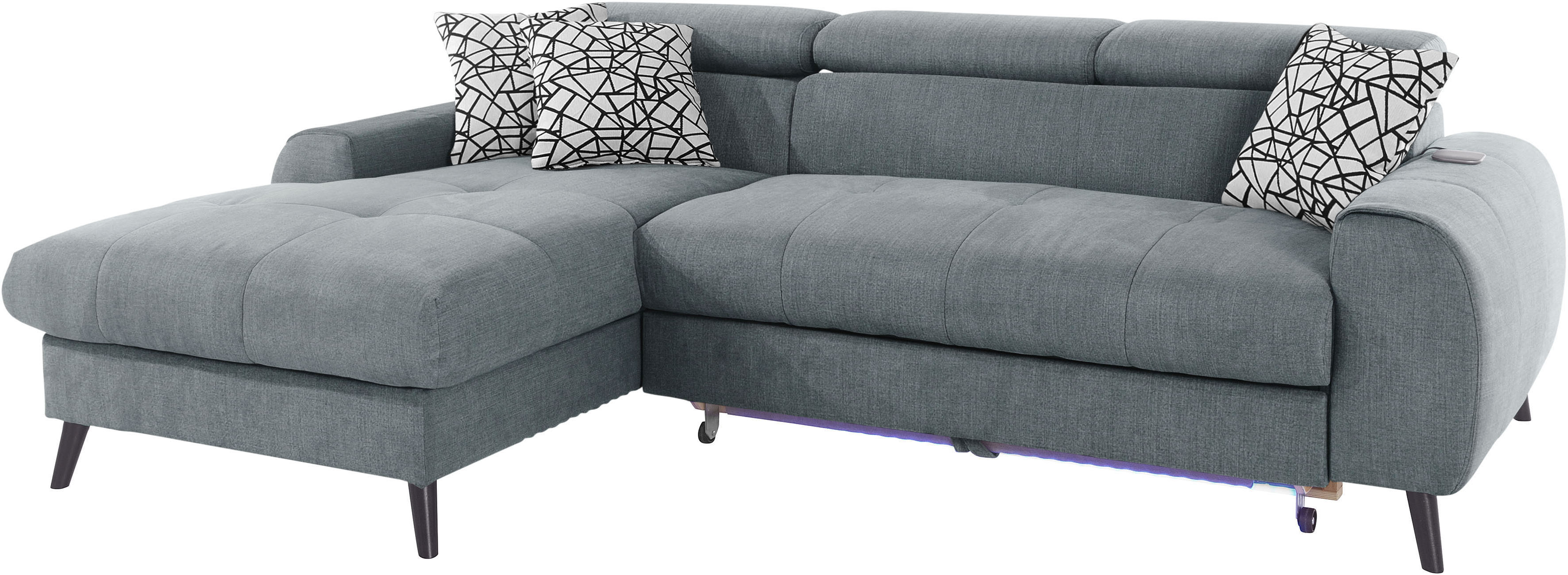 Thumbnail - COTTA Ecksofa "Mia L-Form mit 3 Zierkissen" wahlweise mit Bettfunktion, Bettkasten, Beleuchtung & Wireless-Charger