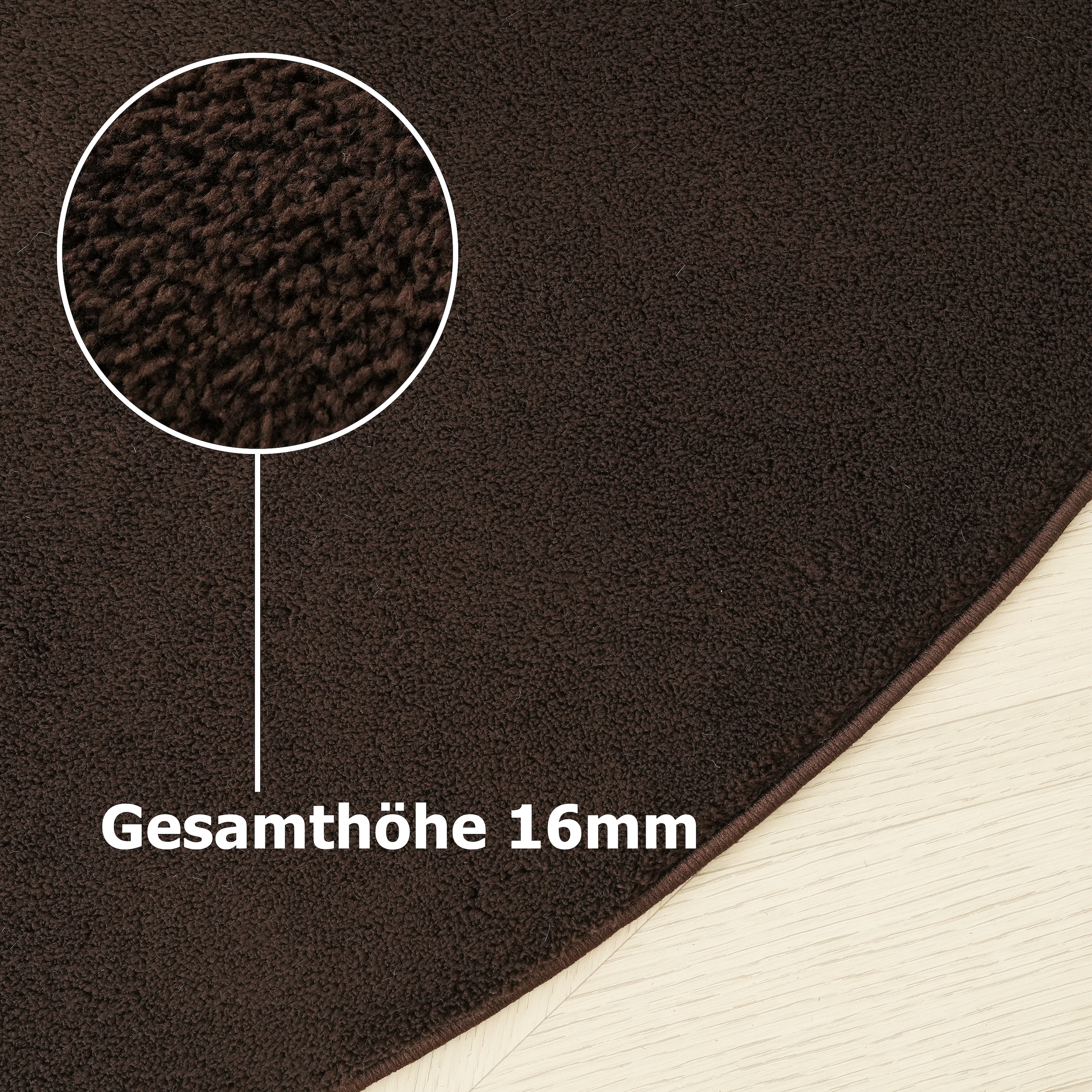 OTTO home Teppich »Cali« rund 16 mm Höhe Uni-Farben, kuschelig, & weich, waschbar, Wohnzimmer, Schlafzimmer