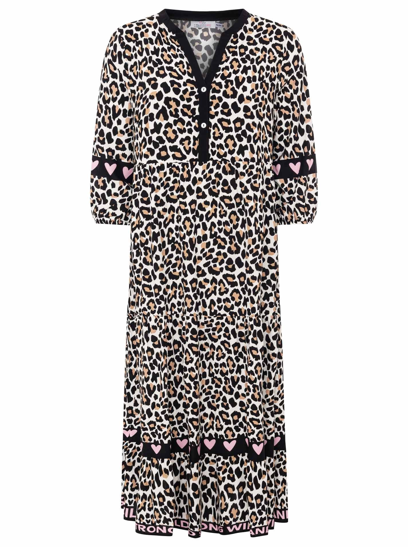 Zwillingsherz Maxikleid »"Classic Leo"« Leomuster, Knopfleiste und 3/4 Arm