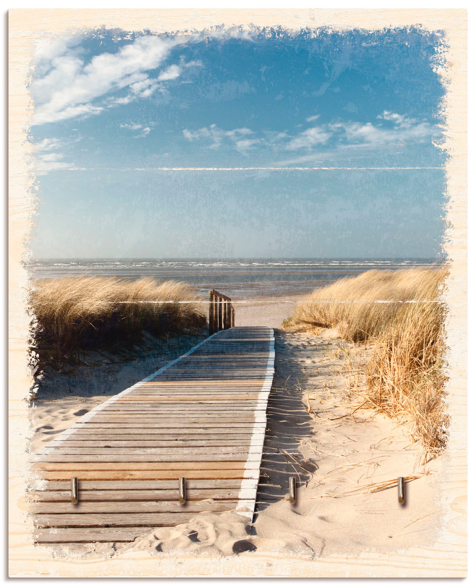 Artland Hakenleiste »Nordseestrand auf Langeoog - Steg«, MDF