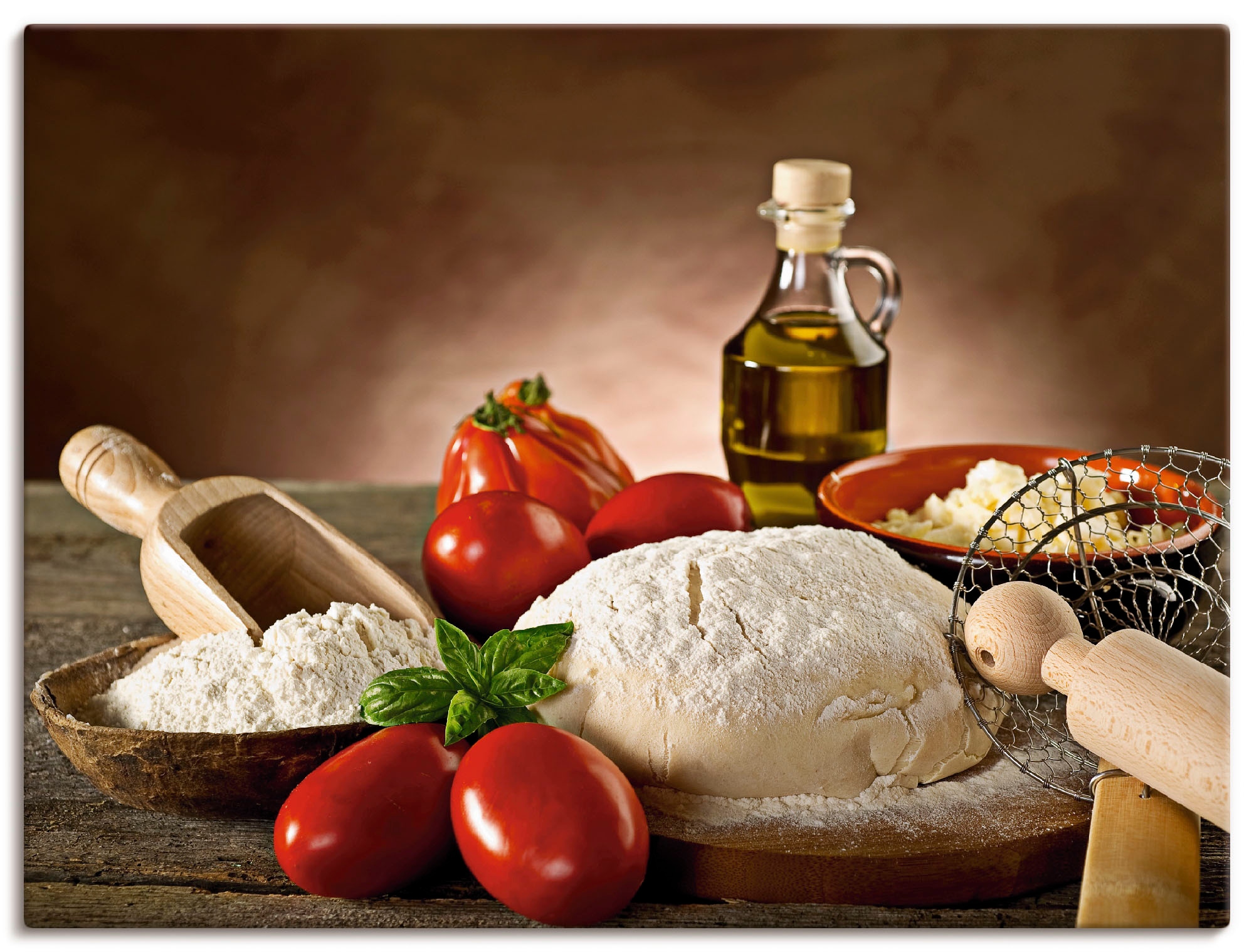 Artland Wandbild "Teig für Pizza" Lebensmittel 1 Stk. tlg. als Alubild, Lei günstig online kaufen