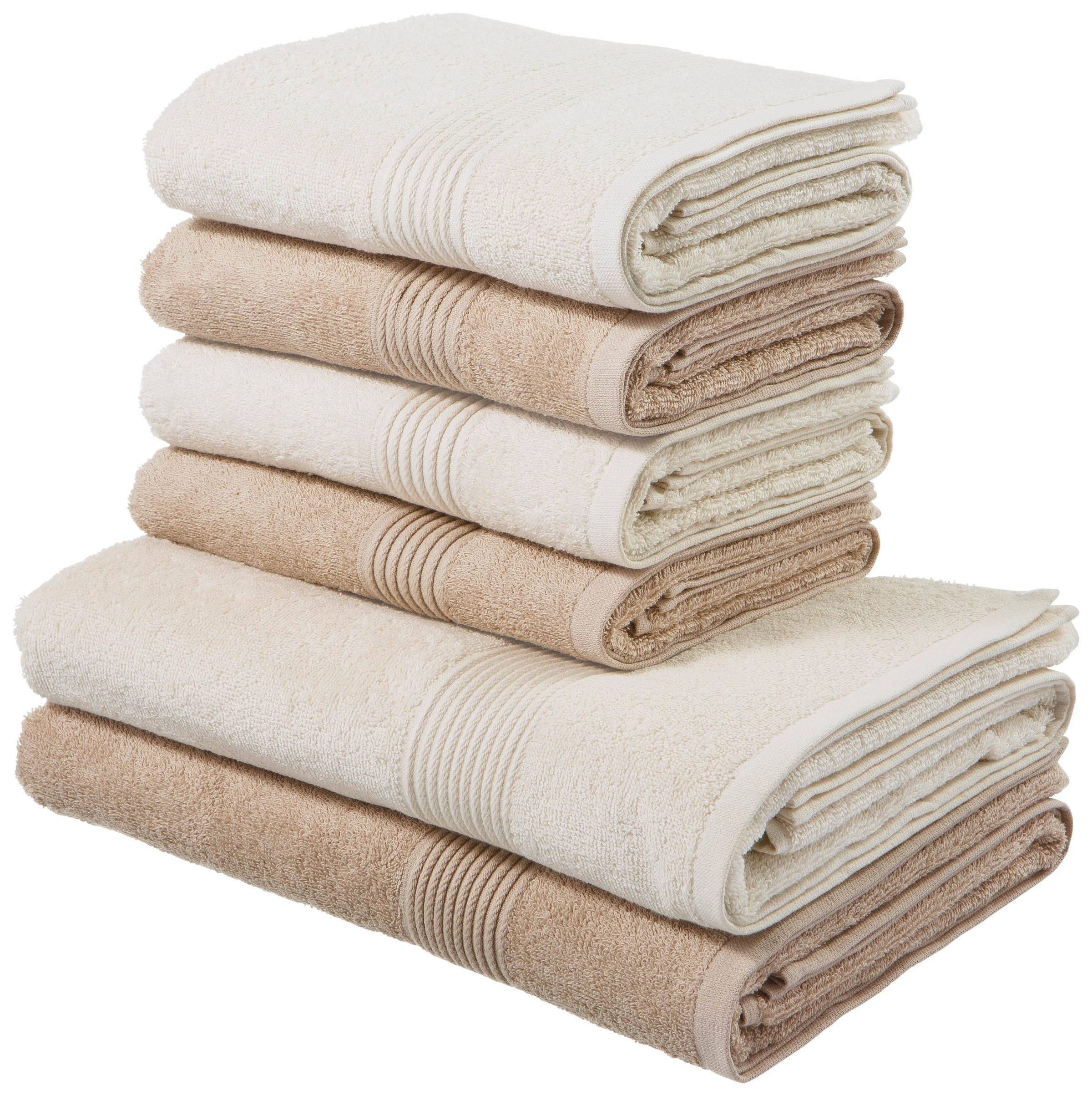 my home Handtuch Set Set, Baumwolle tlg., 100% | Walkfrottee, aus Handtücher Handtuch-Set, Bordüre, »Anna«, gestreifte 6 BAUR kaufen