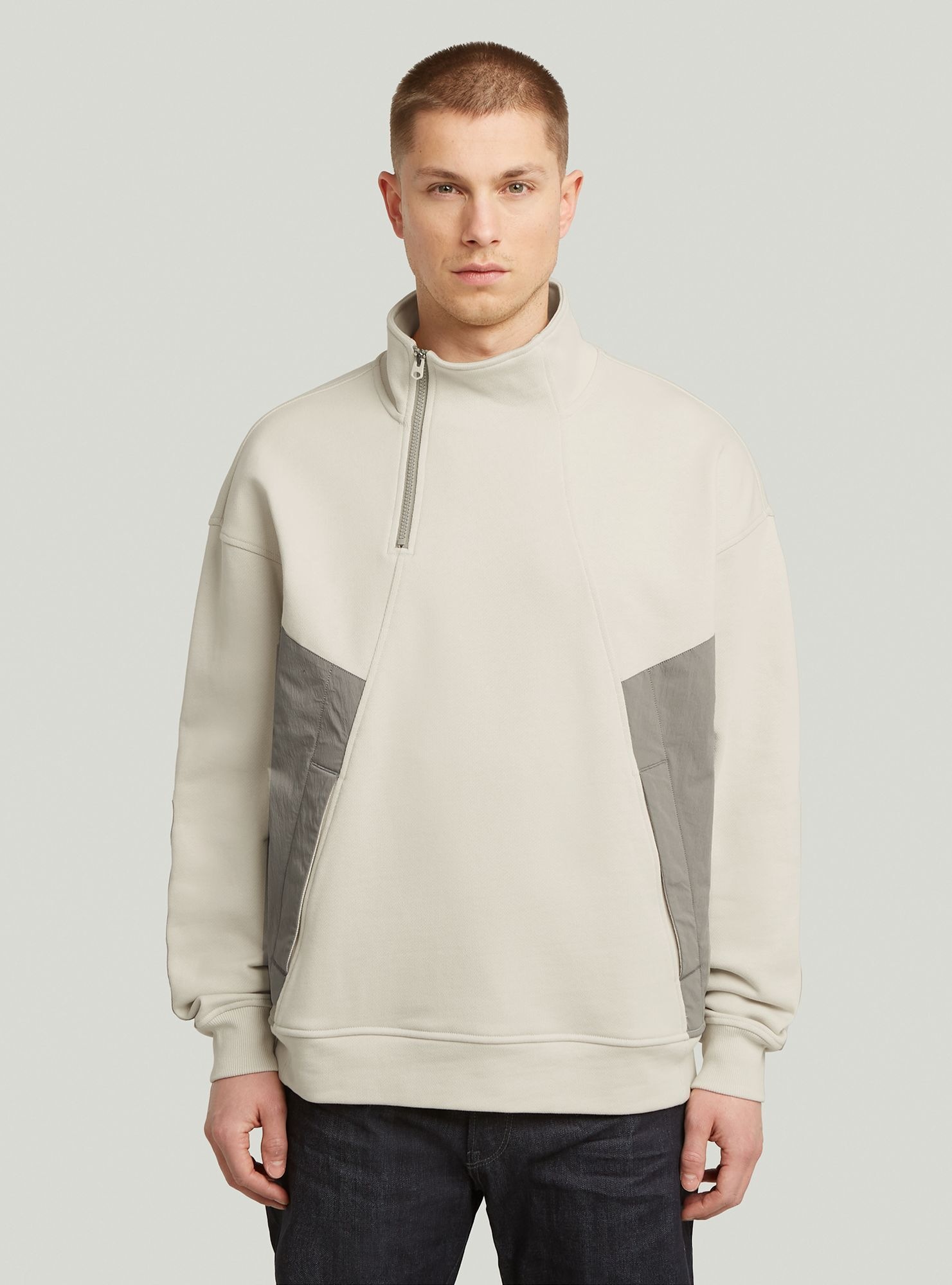 G-STAR Longpullover "Fabric Mix Half Zip Sweater" günstig online kaufen
