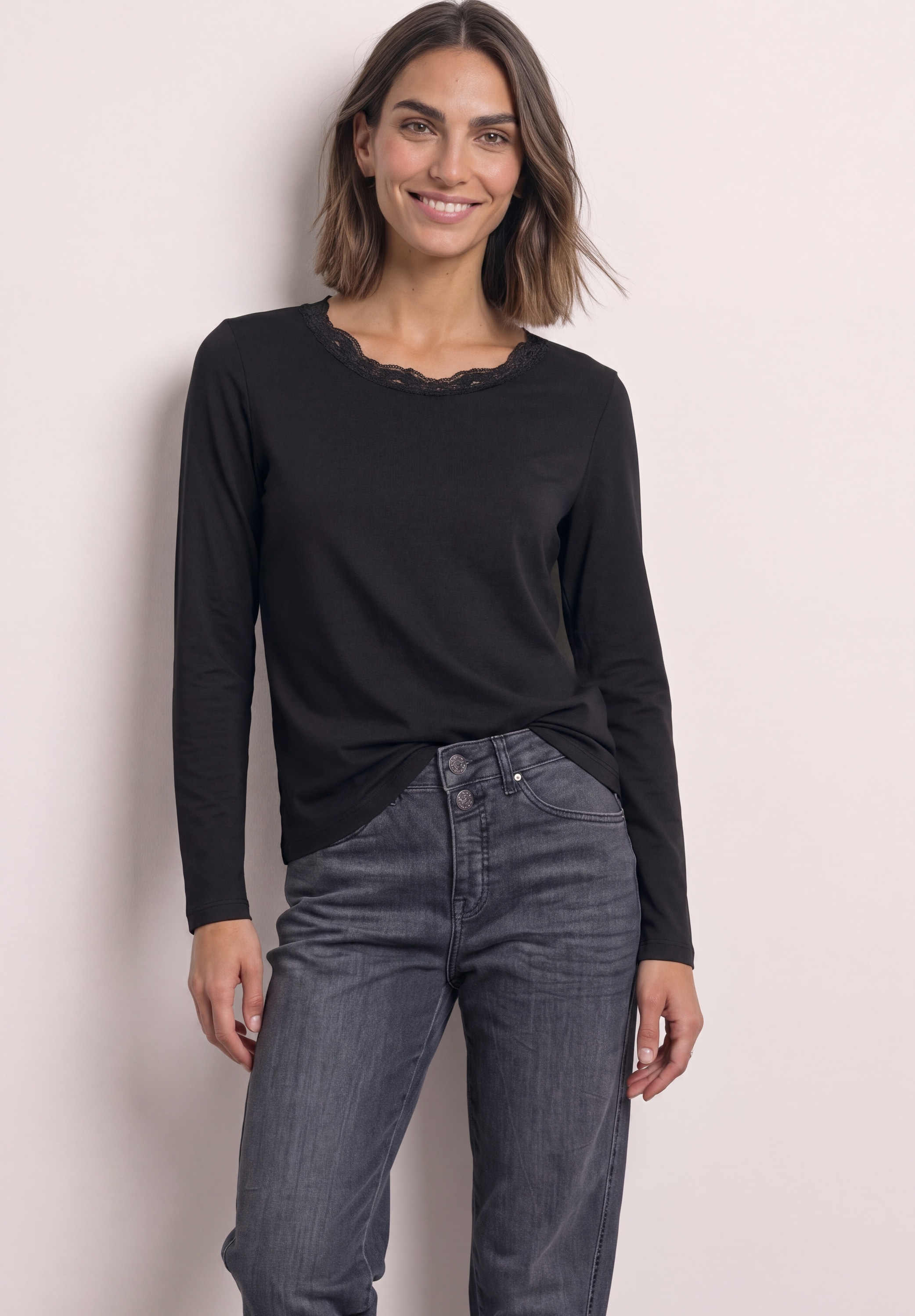 STREET ONE Langarmshirt mit Spitze