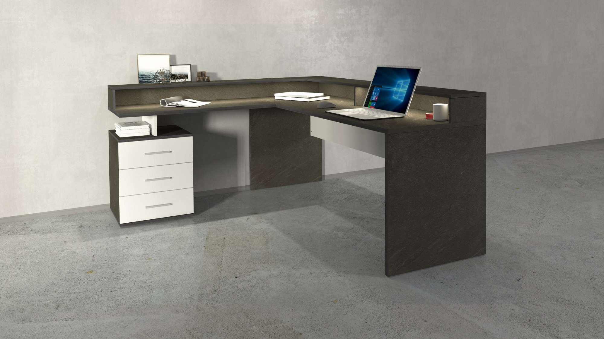 INOSIGN Eckschreibtisch »New Selina«, Schreibtisch, Schubkästen, mit oder ohne Monitoraufsatz, B 180/160 cm