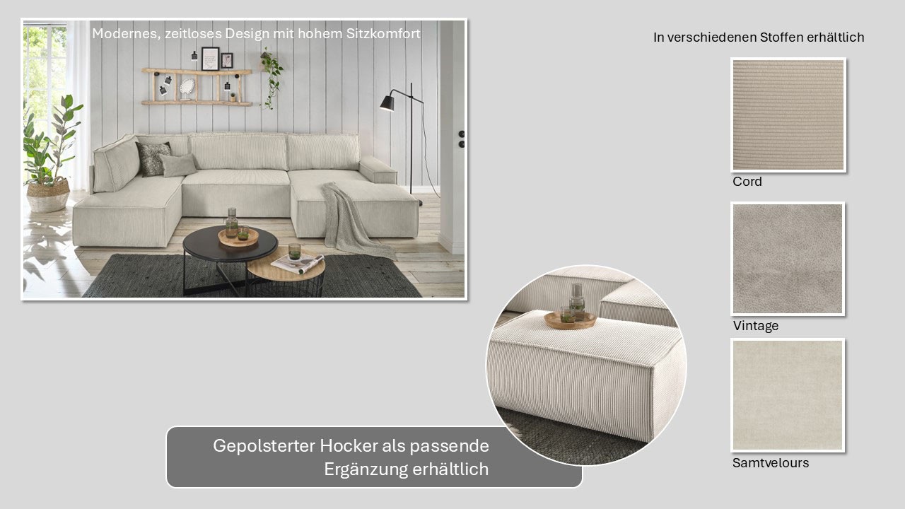 Thumbnail - Home affaire Wohnlandschaft "SHERWOOD U-Form, 329 cm - OTTO. Verlässliche Qualität." Schlaffunktion m. Bettkasten (194x1...