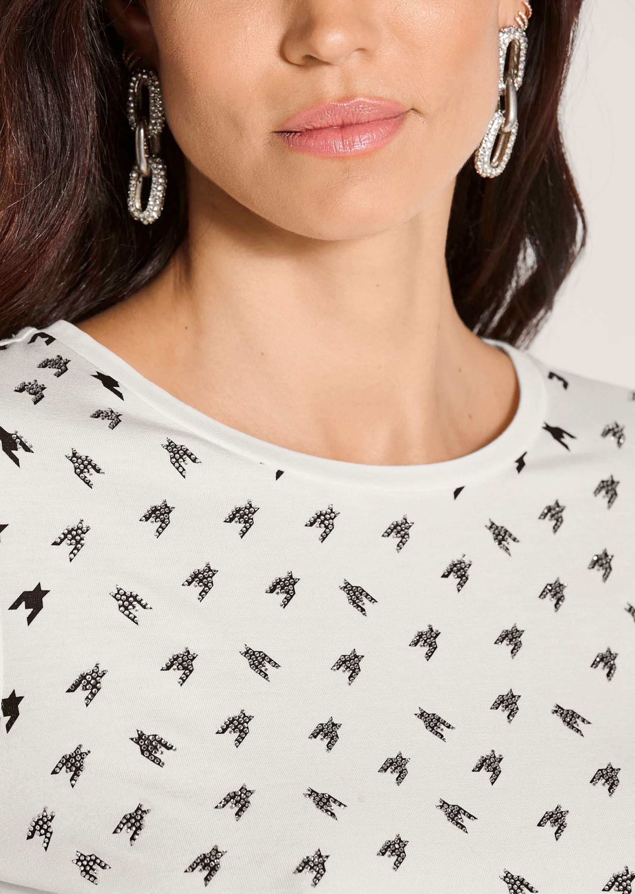 MADELEINE Langarmshirt »Shirt Langarmshirt mit Strass & Hahnentritt«