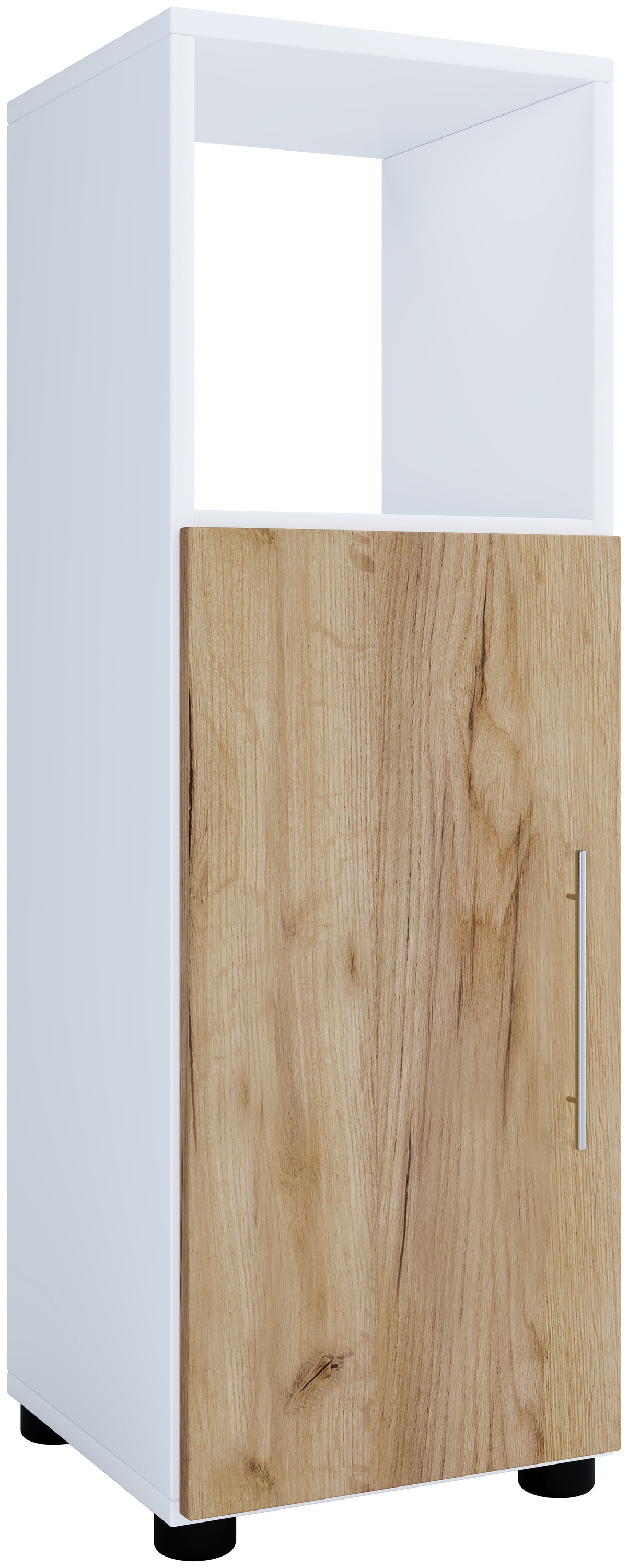 VCM Hochschrank »VCM Holz Midischrank | Badschrank mit offenem Fach und einer Drehtür | Maße H. 93 x B. 31 x T. 30 cm | Midischrank - Flandu«, (1 St.)