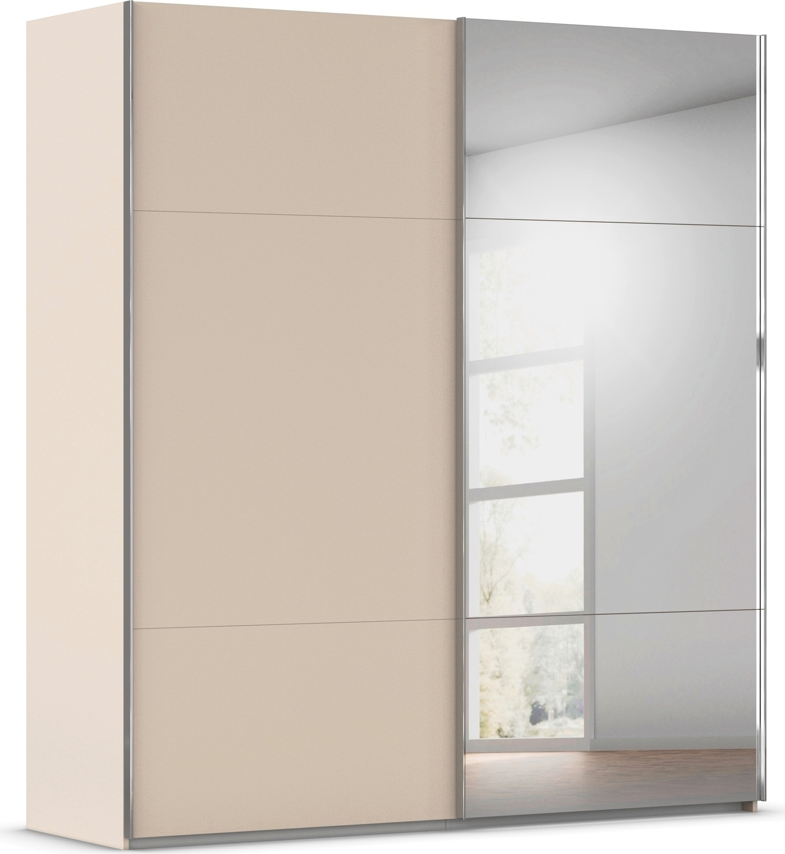 rauch Schwebetürenschrank "Kleiderschrank Schrank Garderobe Schlafzimmerschrank CONTIDO" 3 verschiedene Ausstattungen BASIC/CLASSIC/PREMIUM (inkl. SOFT-CLOSE), aus hochwertigem Material in 6 Breiten 2 Griff-Farben MADE IN GERMANY
