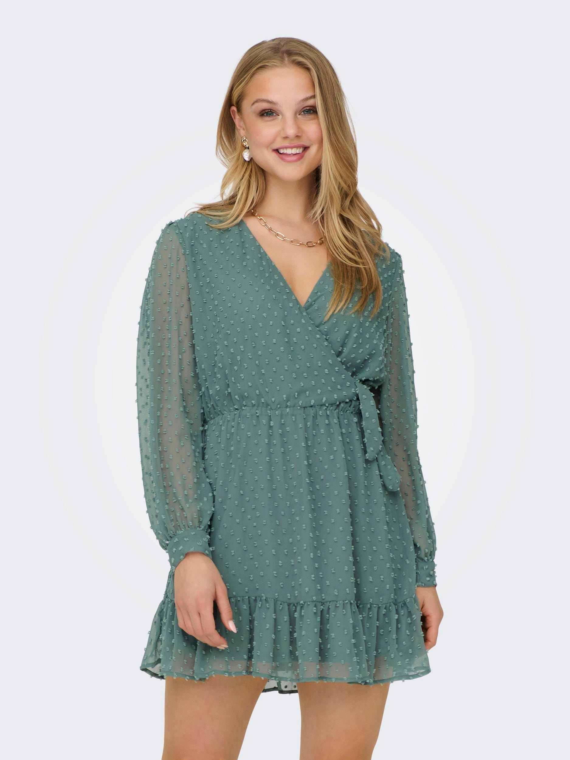 Wickelkleid »ONLTIVA L/S DOBBY FAKE WRAP DRESS WVN«