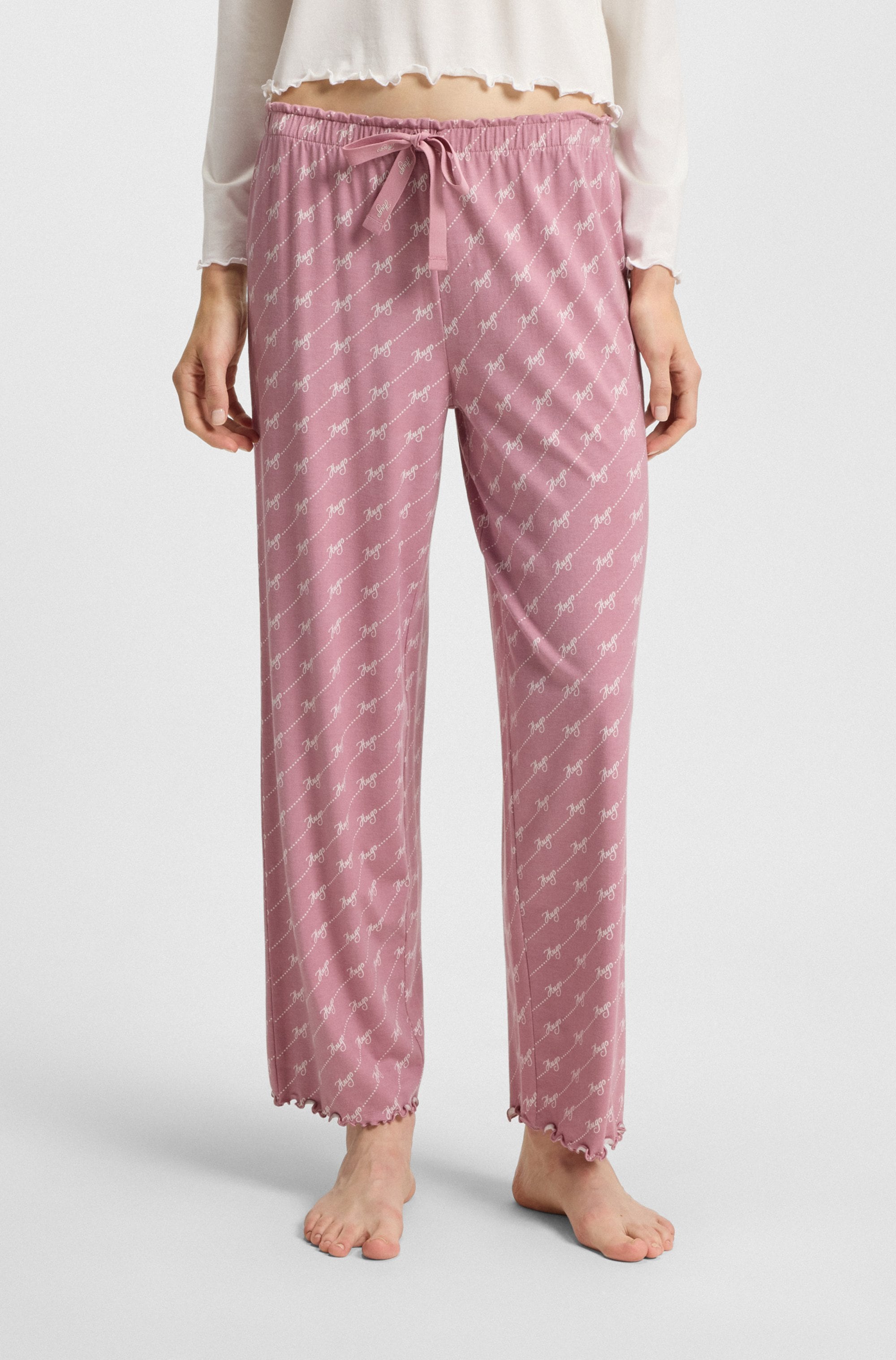 HUGO Underwear Pyjamahose, elastischer Bund, gerader Schnitt, gewellte Kant günstig online kaufen