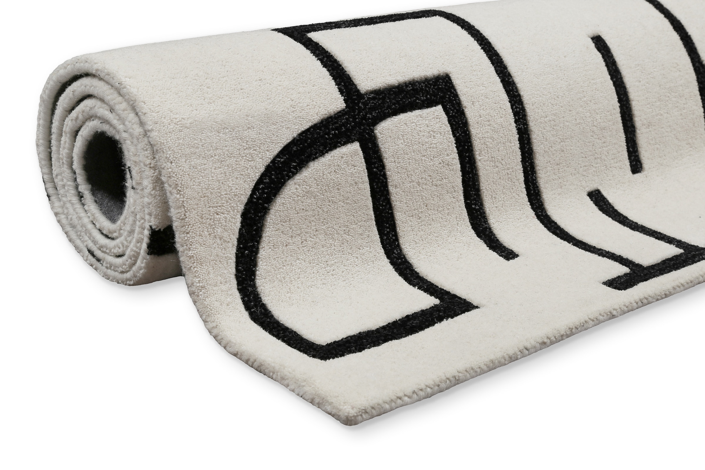 Wecon home Teppich »Beatrice« rechteckig 13 mm Höhe Kurzflorteppich, Schurwolle, Konturenschnitt, handgetuftet, Wohnzimmer