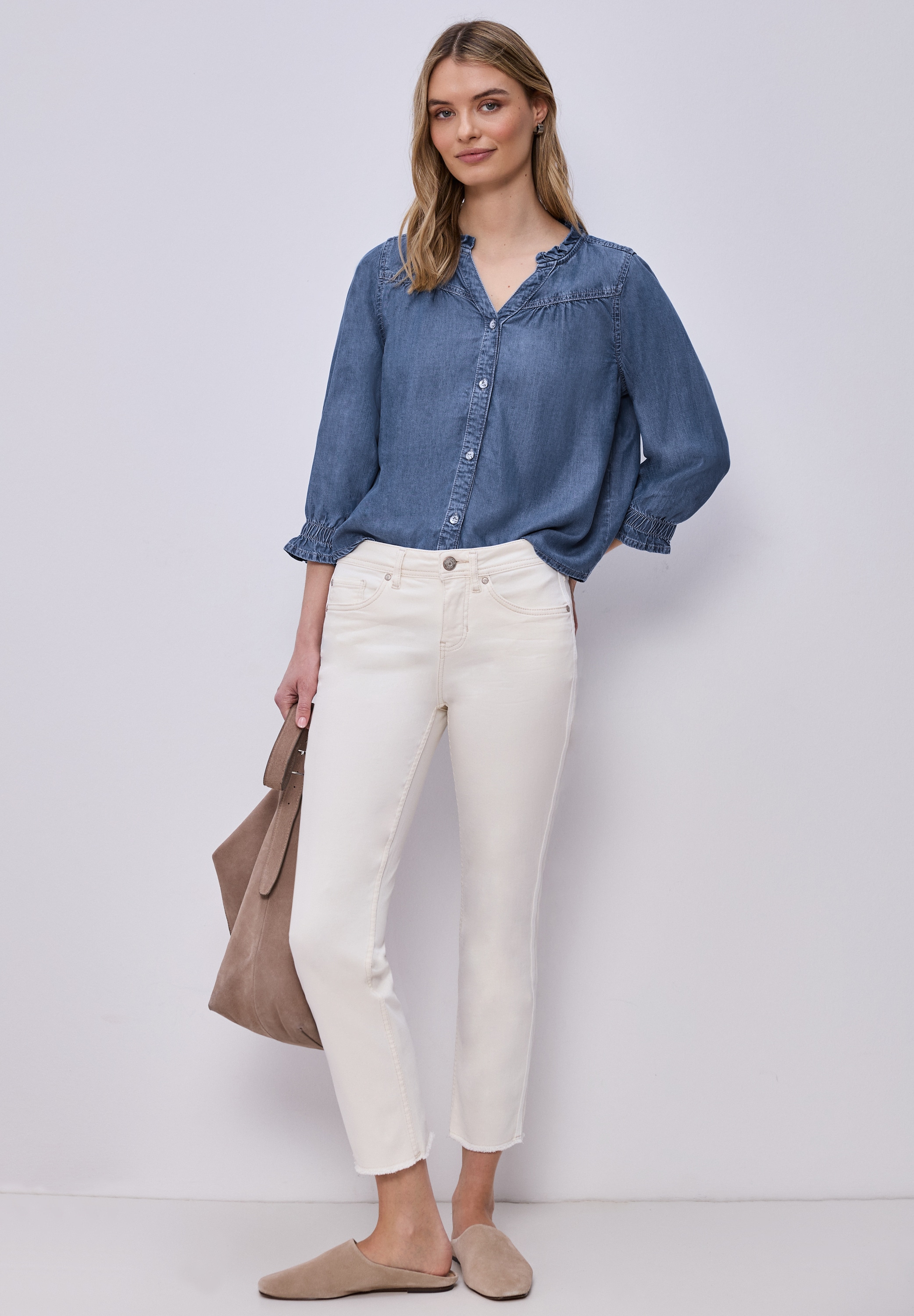 STREET ONE Langarmbluse mit Stehkragen