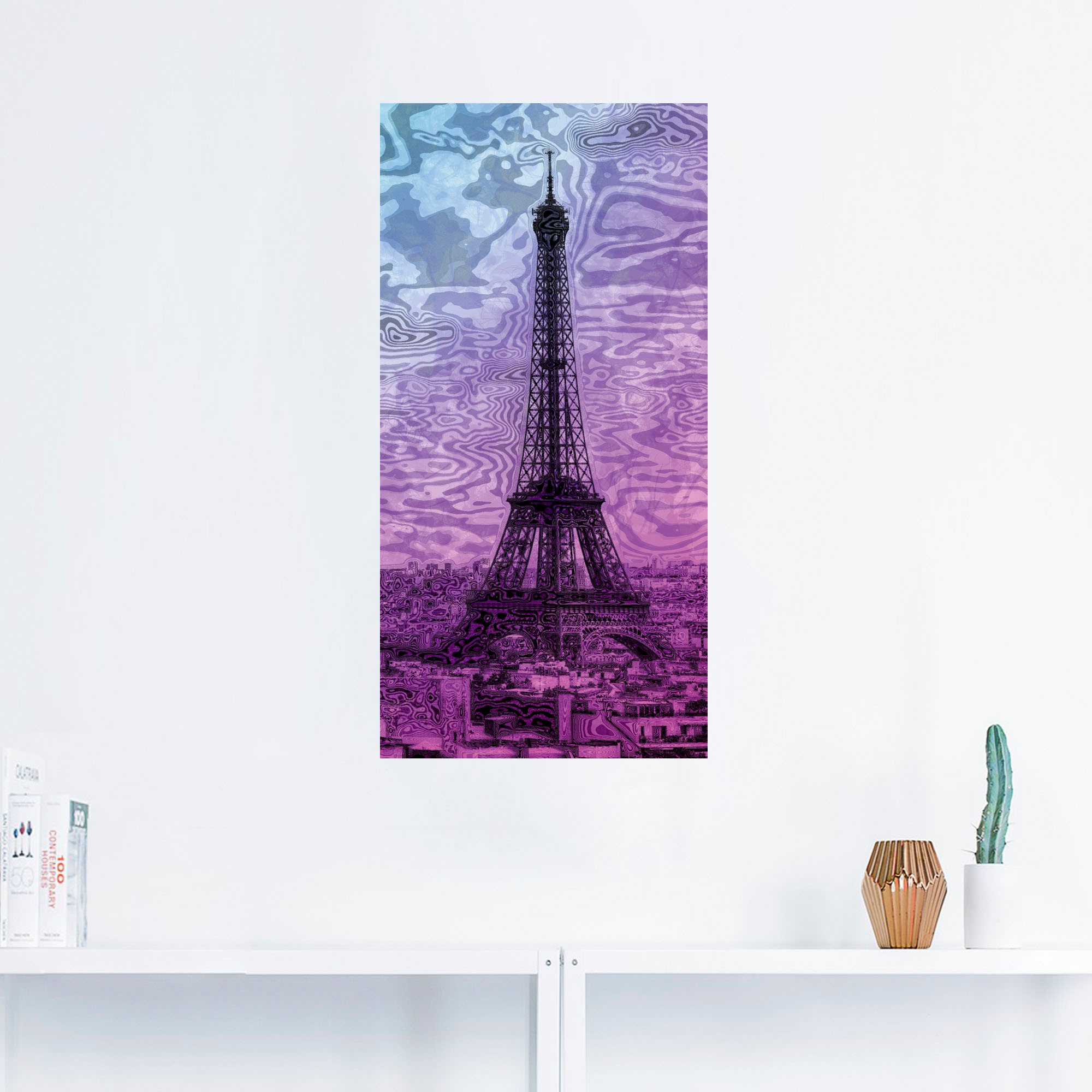 Artland Wandbild »Paris Eiffelturm Lila/Blau«, Gebäude, (1 St.), als Alubild, Outdoorbild, Leinwandbild in verschied. Größen