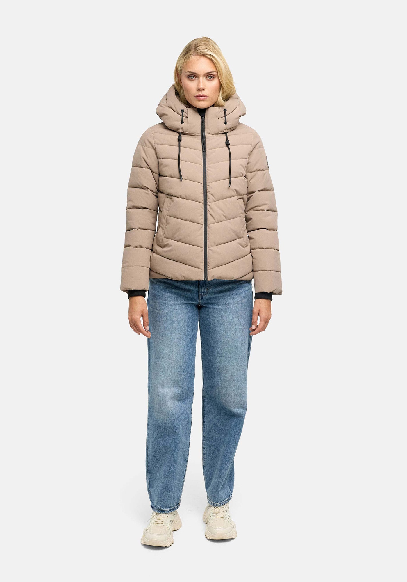 Marikoo Winterjacke »Nobiruu« mit Kapuze Winterjacke mit Kapuze und diagonaler Steppoptik